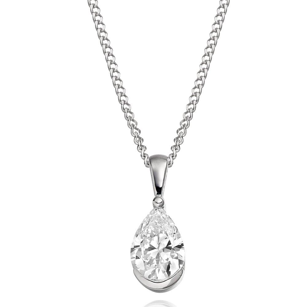 Beaverbrooks 9ct White Gold Cubic Zirconia Pendant