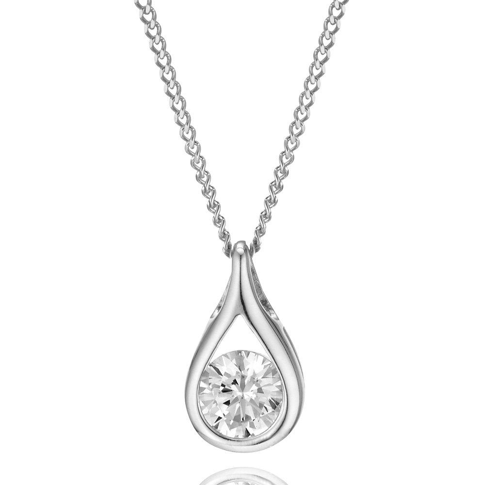 9ct White Gold Cubic Zirconia Pendant