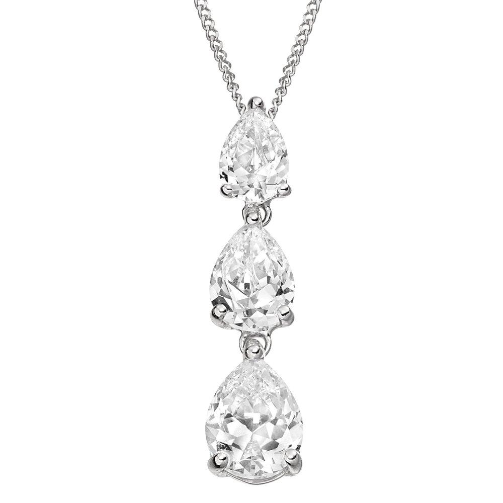 9ct White Gold Cubic Zirconia Drop Pendant 0000879 Beaverbrooks the