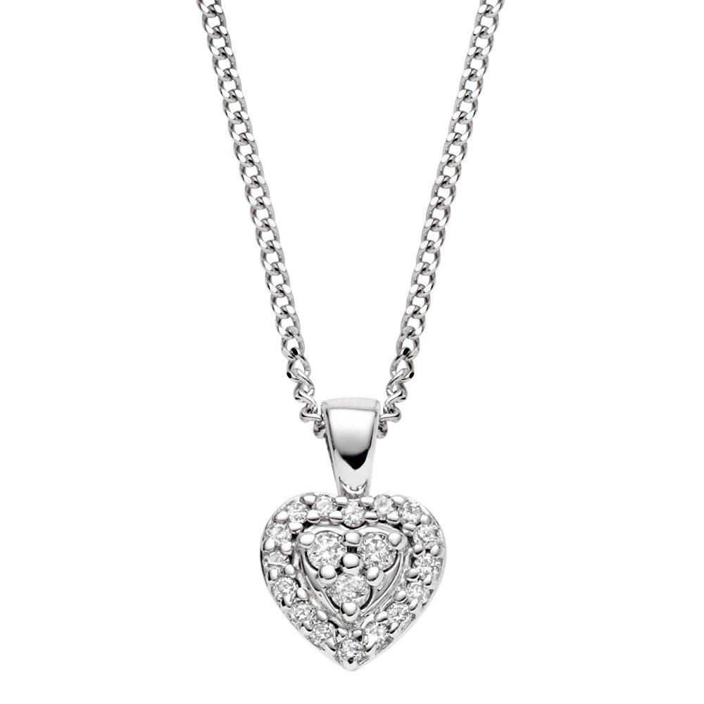 9ct White Gold 4 Heart Charm Bracelet