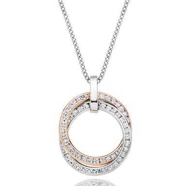 9ct White and Rose Gold Cubic Zirconia Hoop Pendant | 0006873 ...