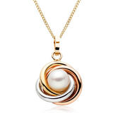 9ct Gold, Rose Gold and White Gold Freshwater Cultured Pearl Knot Pendant