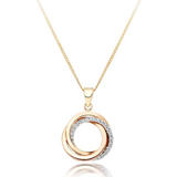 9ct Yellow Gold, White Gold and Rose Gold Cubic Zirconia Pendant