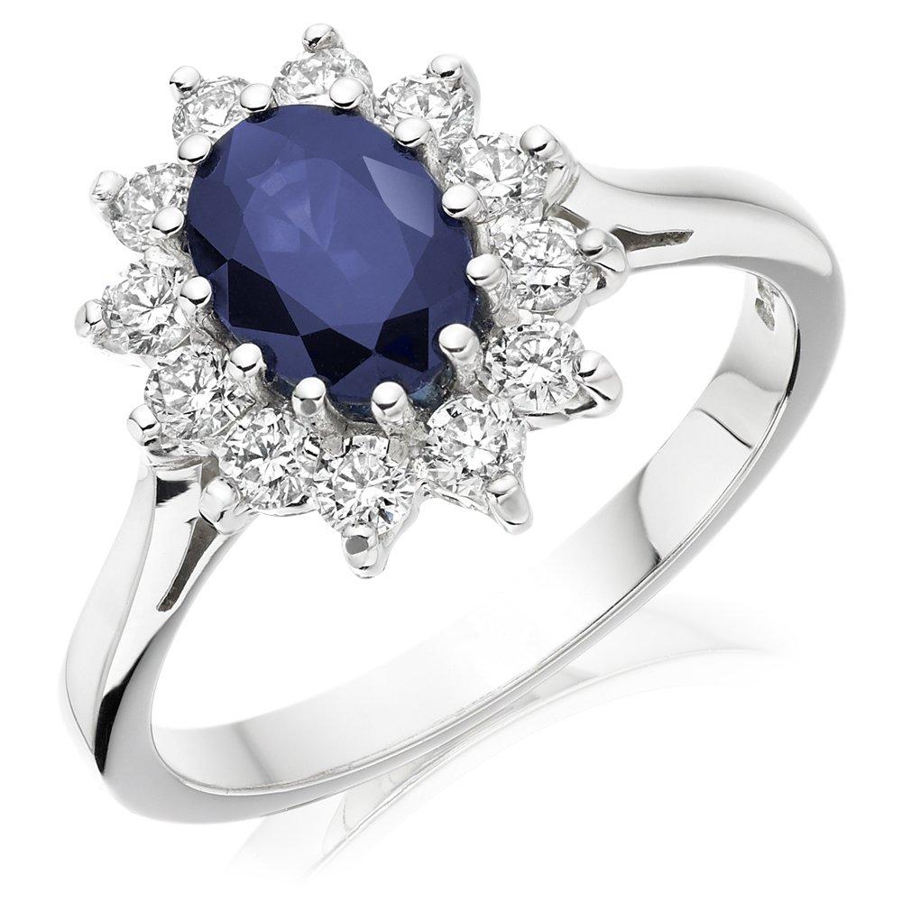 9ct White Gold Blue Cubic Zirconia Cluster Ring | 0000999 ...