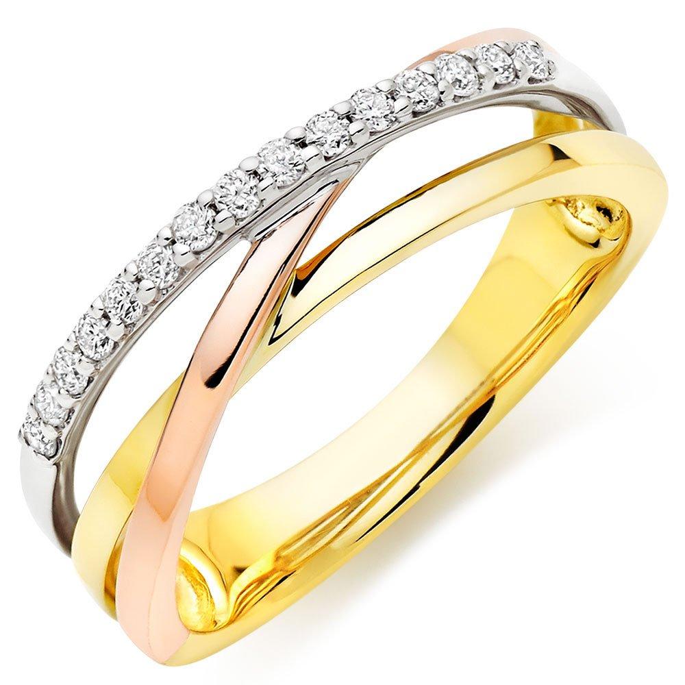 9ct Yellow Gold, White Gold and Rose Gold Diamond Ladies Ring | 0012324 ...