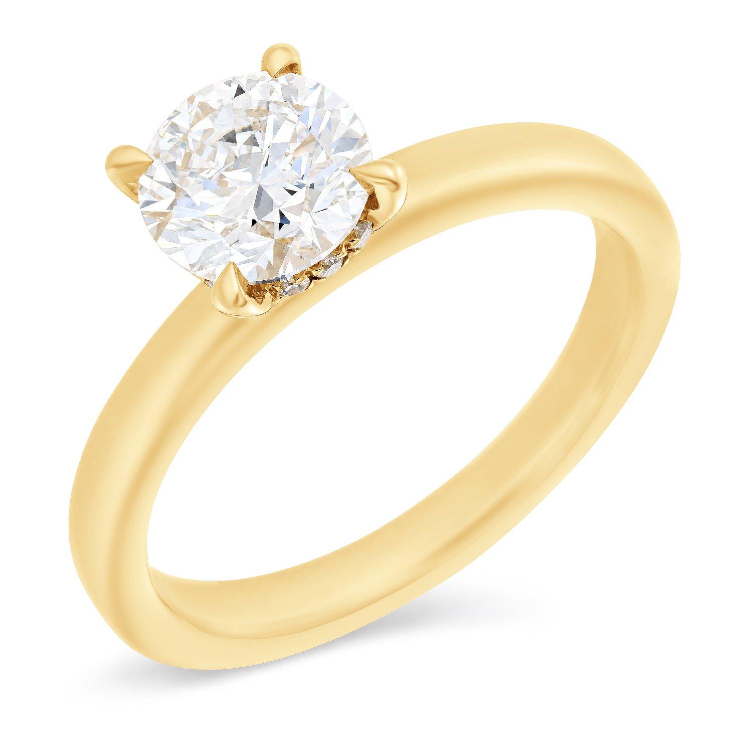 Beaverbrooks 9ct Yellow Gold Lab Grown Diamond Hidden Halo Solitaire Ring