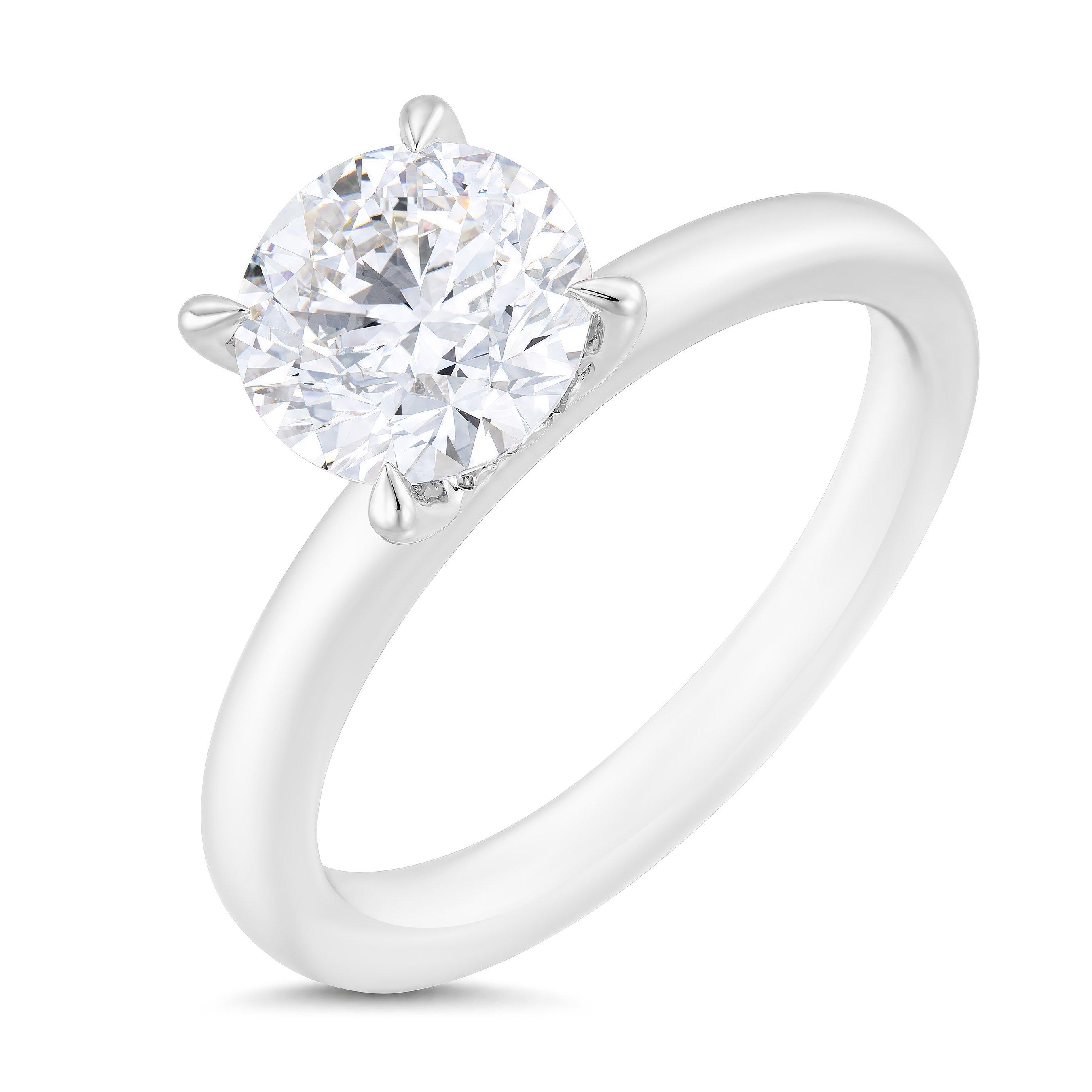 Beaverbrooks 9ct White Gold Lab Grown Diamond Hidden Halo Solitaire Ring