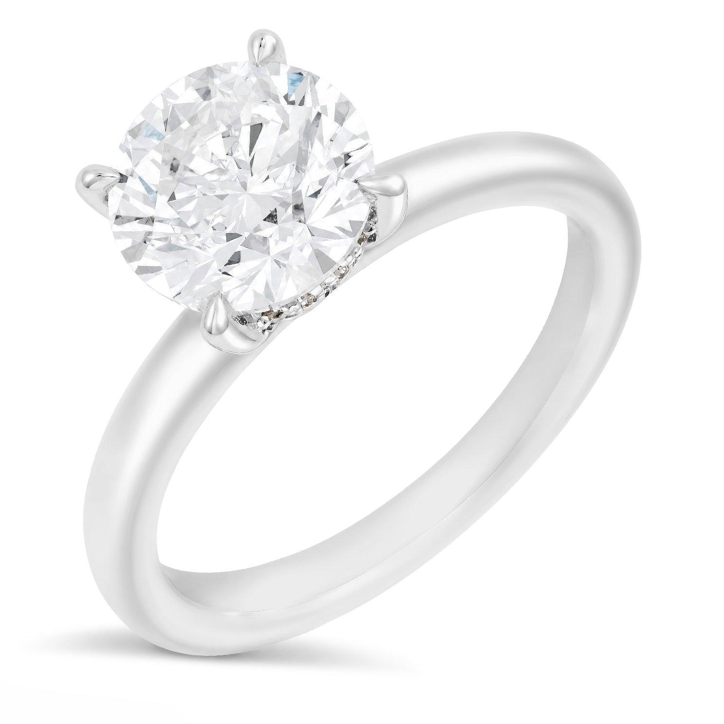 Beaverbrooks 9ct White Gold Lab Grown Diamond Hidden Halo Solitaire Ring
