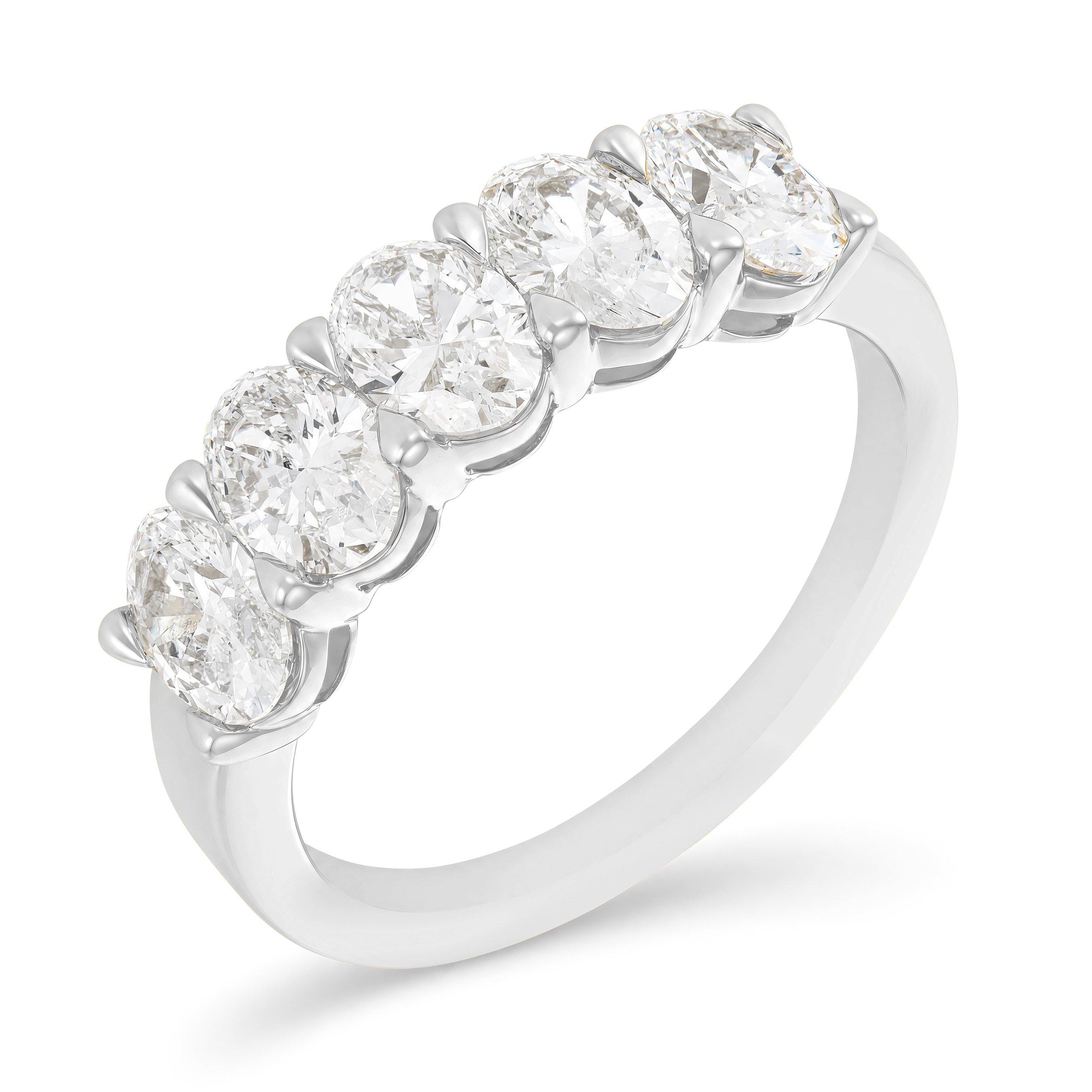 Beaverbrooks 9ct White Gold Oval Shaped Lab Grown Diamond Half Eternity Ring