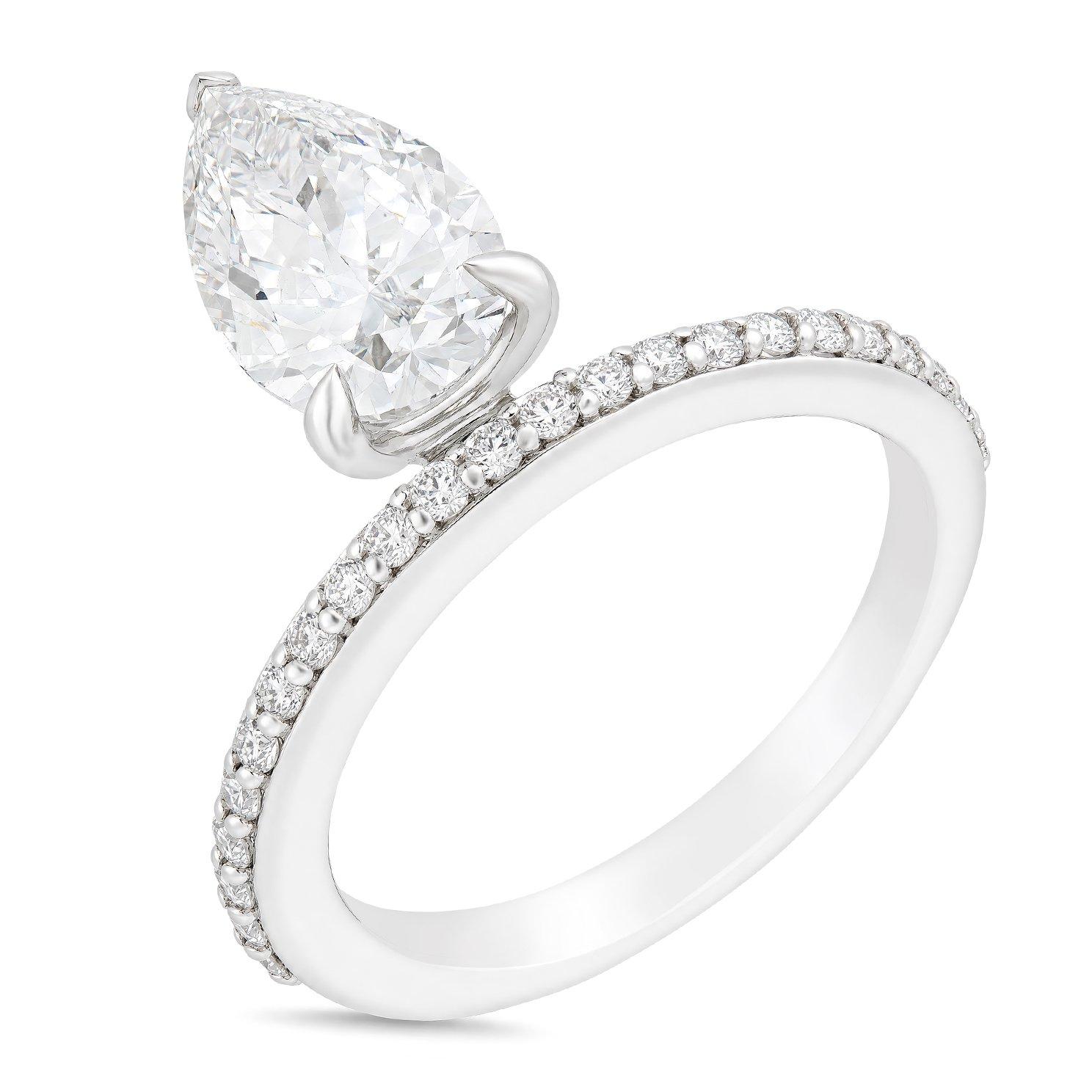 Beaverbrooks 9ct White Gold Pear Shaped Lab Grown Diamond Ring