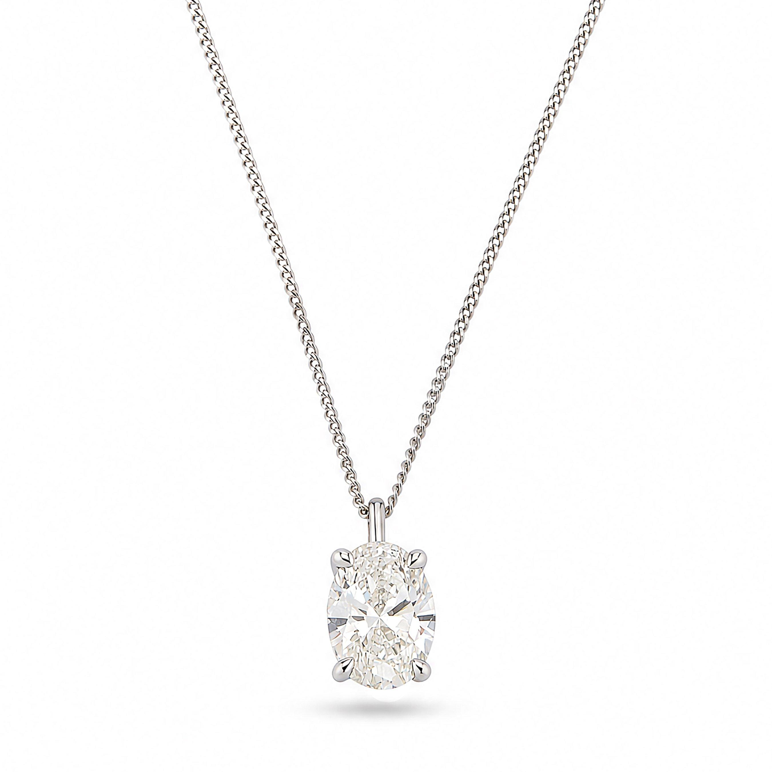 Beaverbrooks 9ct White Gold 1.50ct Oval Lab Grown Diamond Pendant ...