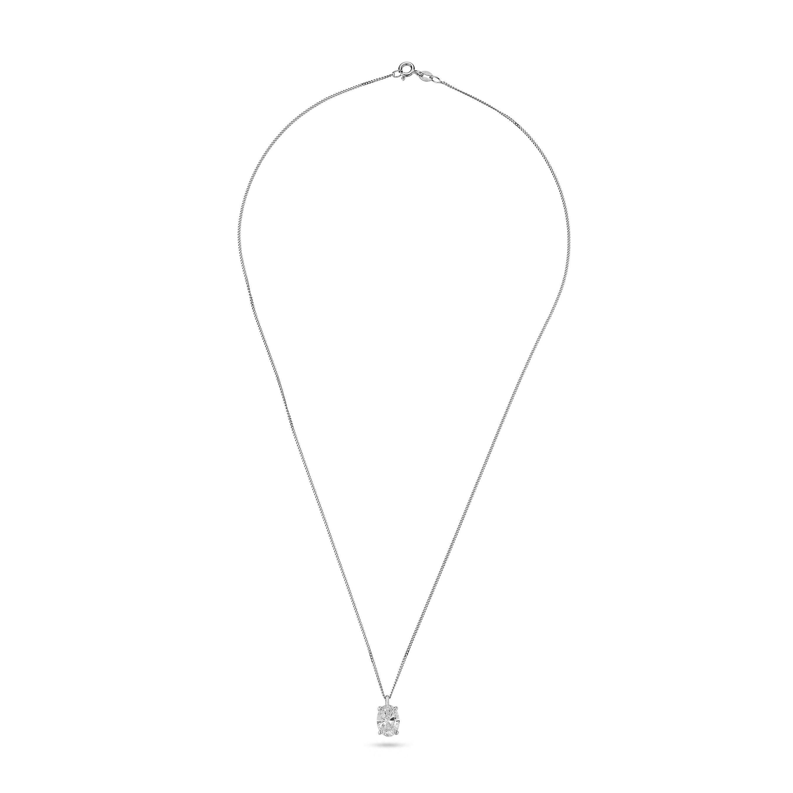 Beaverbrooks 9ct White Gold 1.50ct Oval Lab Grown Diamond Pendant ...