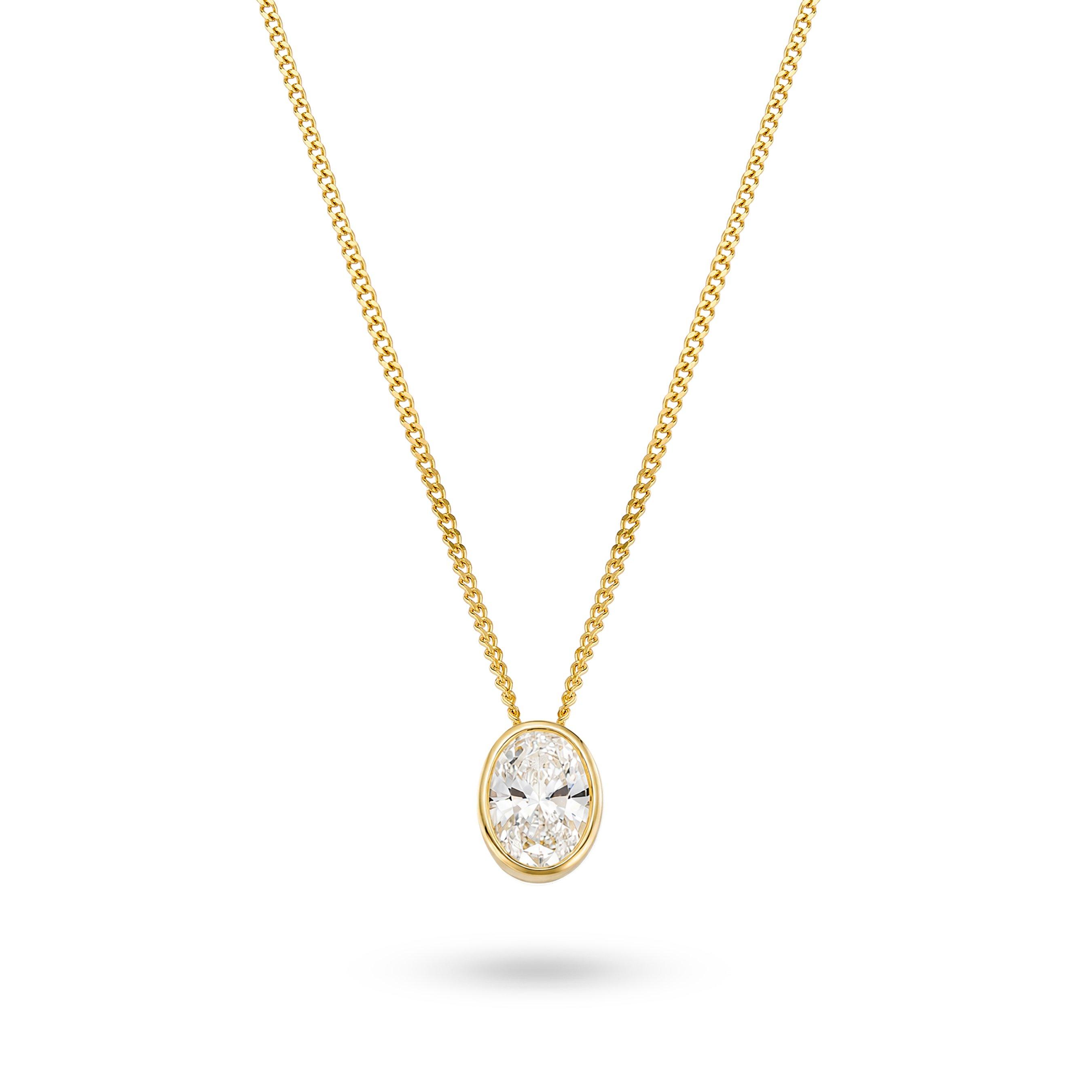 Beaverbrooks 9ct Yellow Gold Oval Shaped Lab Grown Diamond Pendant