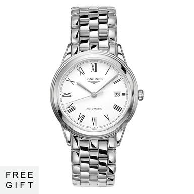 Longines Flagship Automatic Men’s Watch L49744116 | 38.5 mm, White Dial ...