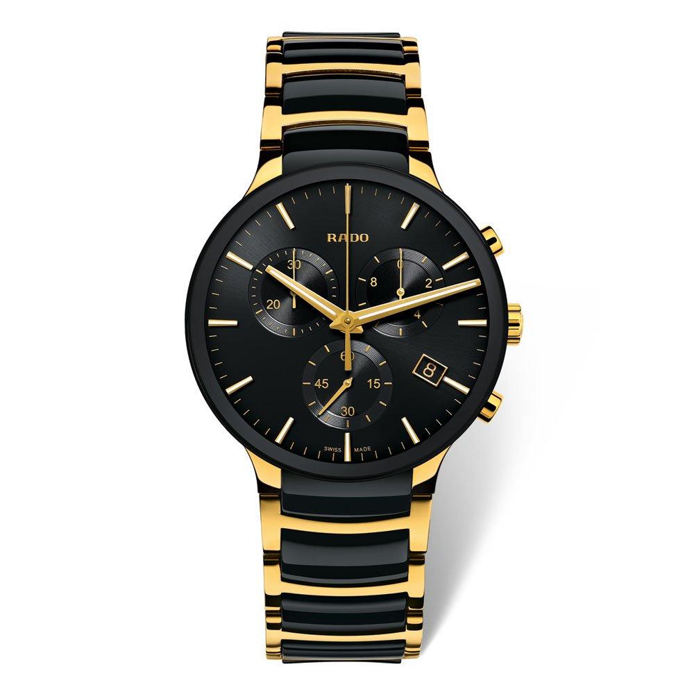 Rado Centrix 40mm High Tech Ceramic and Yellow Gold PVD Chronograph Men s Watch R30134162 40 mm Black Dial Beaverbrooks