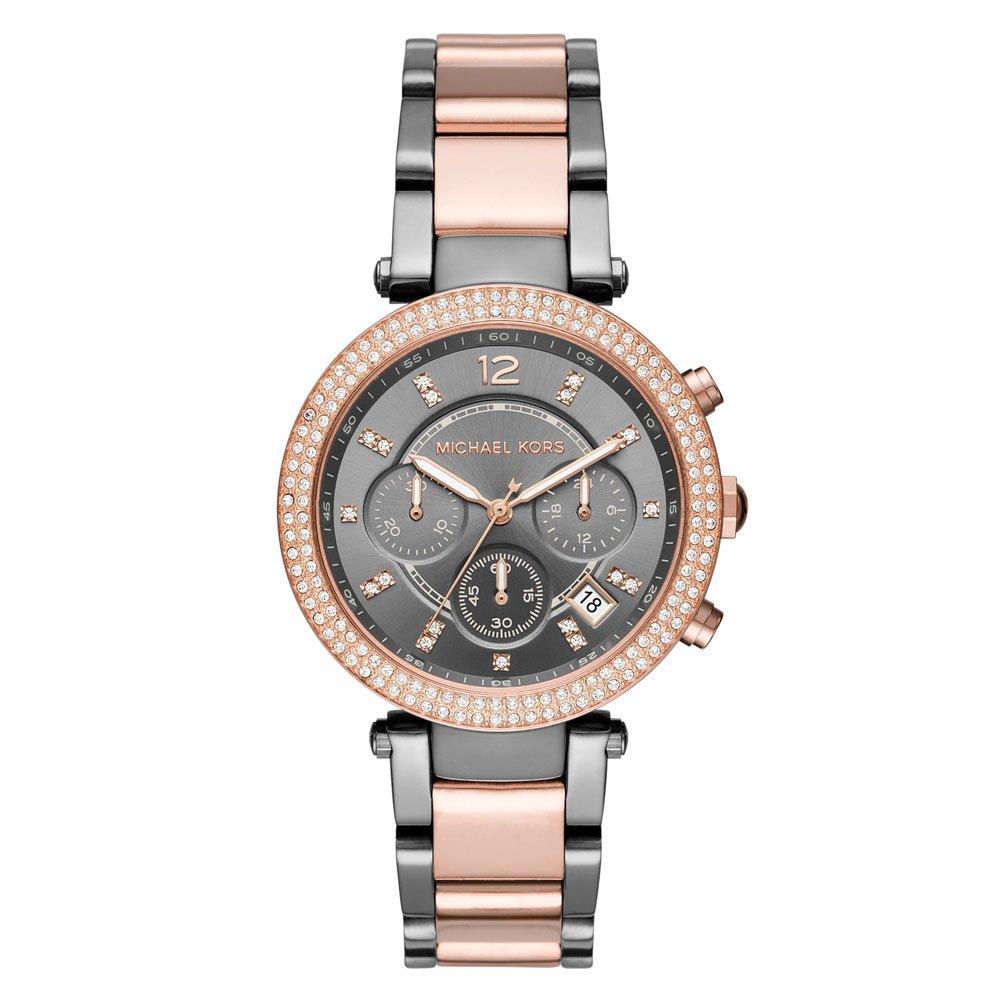 Michael Kors Parker Rose Gold Tone and Stainless Steel Crystal Ladies ...