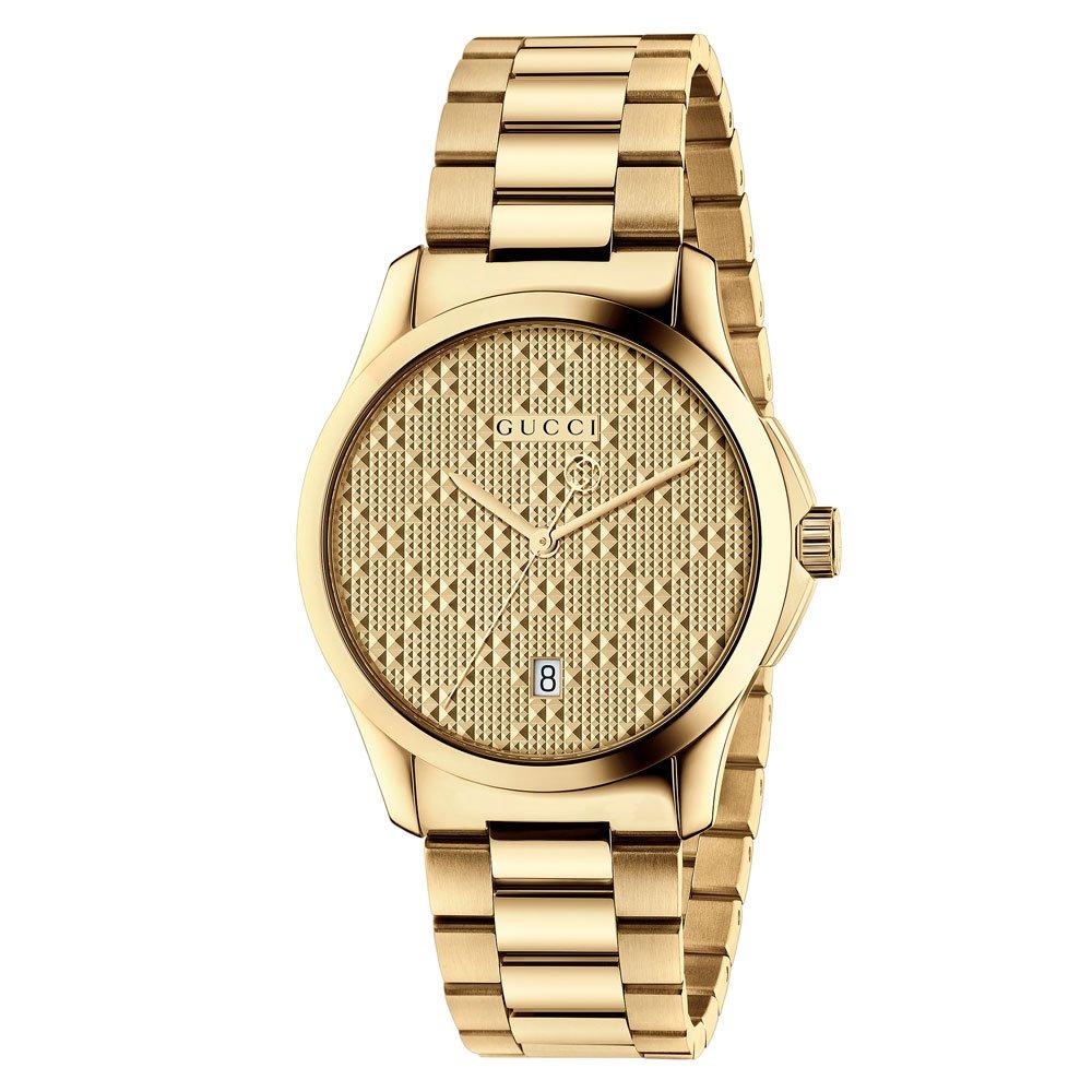 Gucci G Timeless Gold PVD Men s Watch YA126461A 38 mm Gold Dial Beaverbrooks