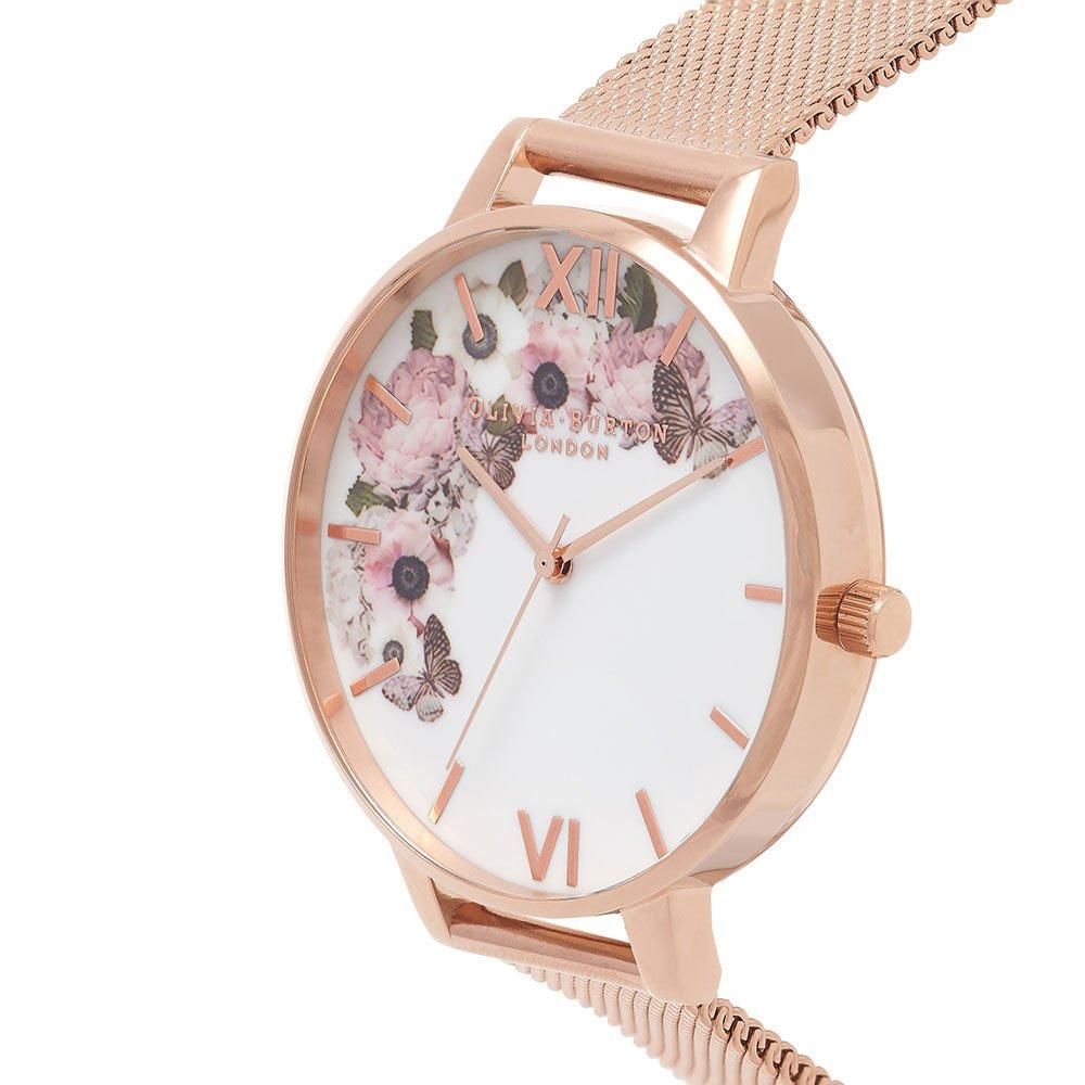 Olivia Burton Signature Floral Rose Gold Plated Mesh Ladies Watch OB16WG18 38 mm Multi Coloured Dial Beaverbrooks