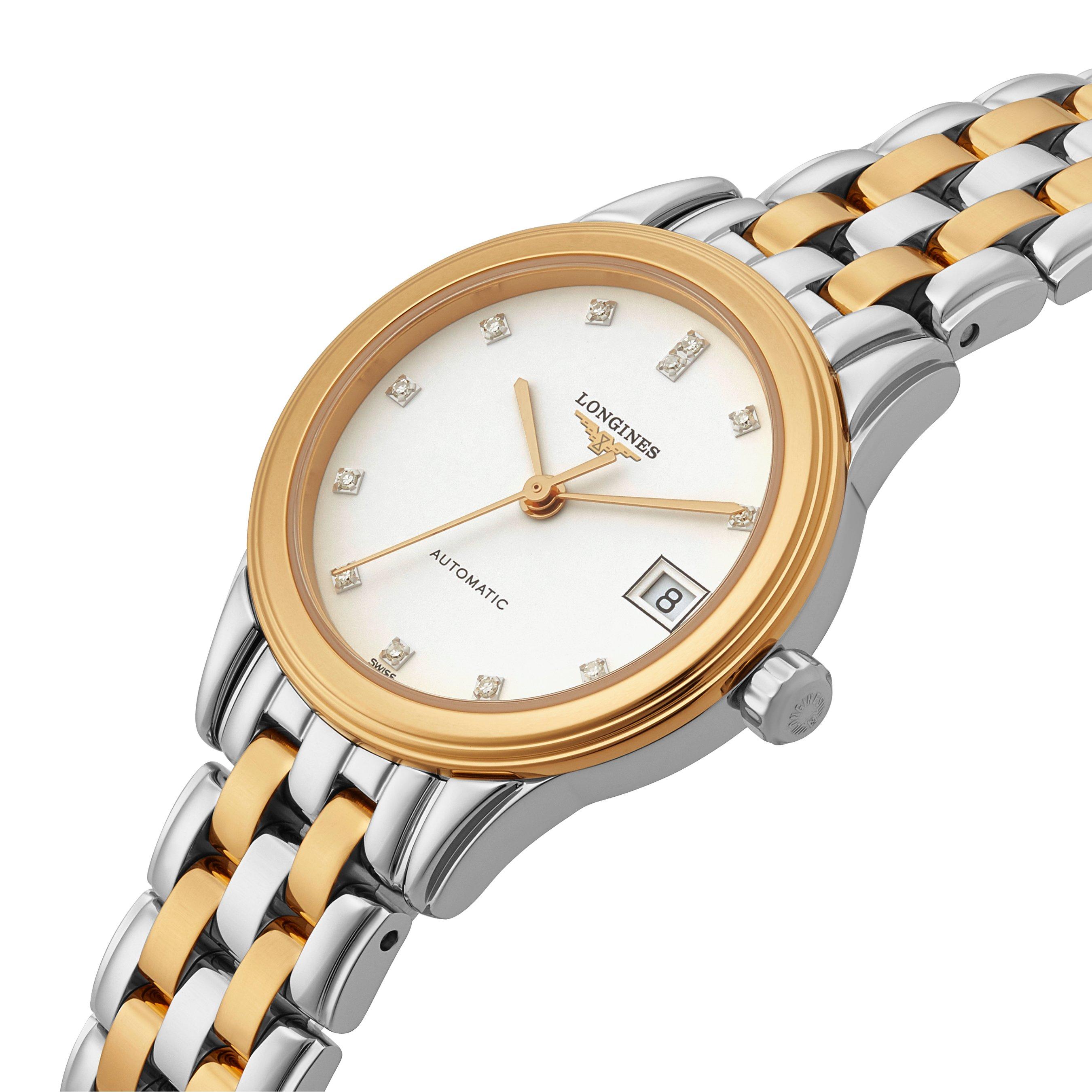 Longines Flagship Gold Plated and Steel Diamond Automatic Ladies