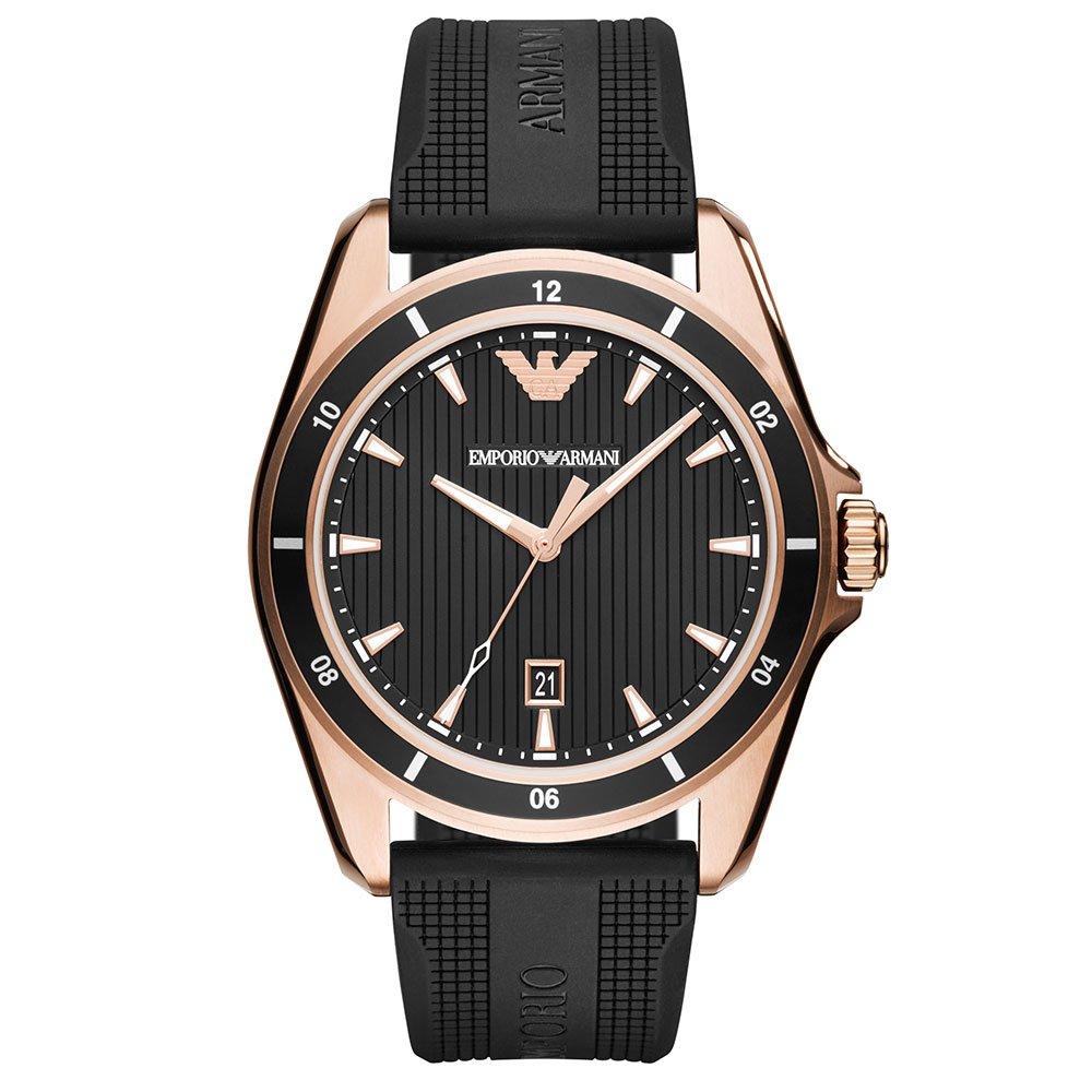 Emporio Armani Rose Gold Tone Men's Watch AR11101 | 44 mm, Black Dial |  Beaverbrooks