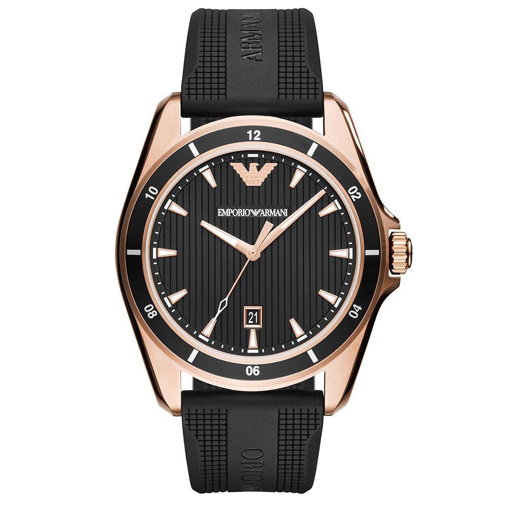 emporio armani watch black and rose gold