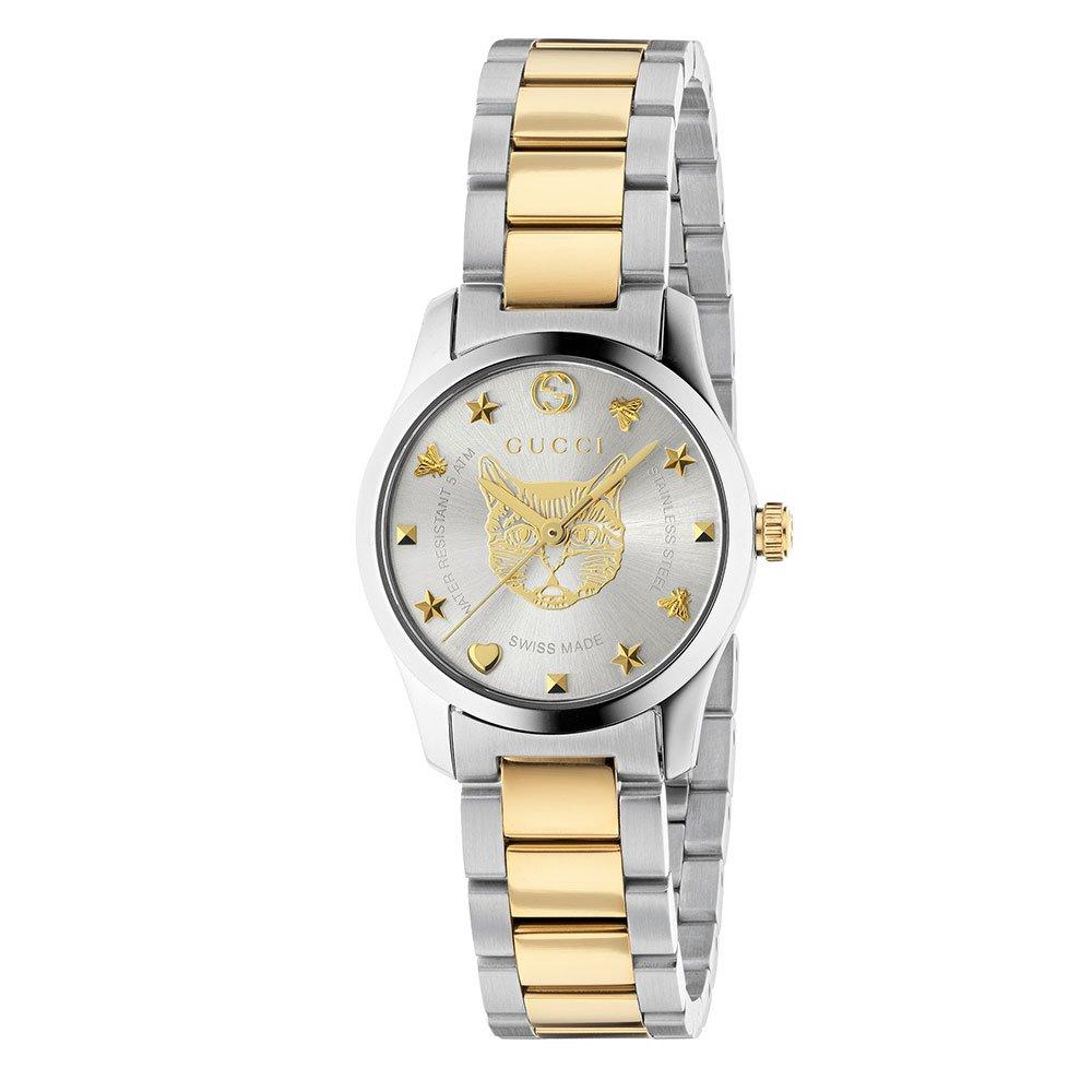 Gucci G Timeless 27mm Stainless Steel and Gold PVD Ladies Watch YA126596 27 mm Silver Dial Beaverbrooks