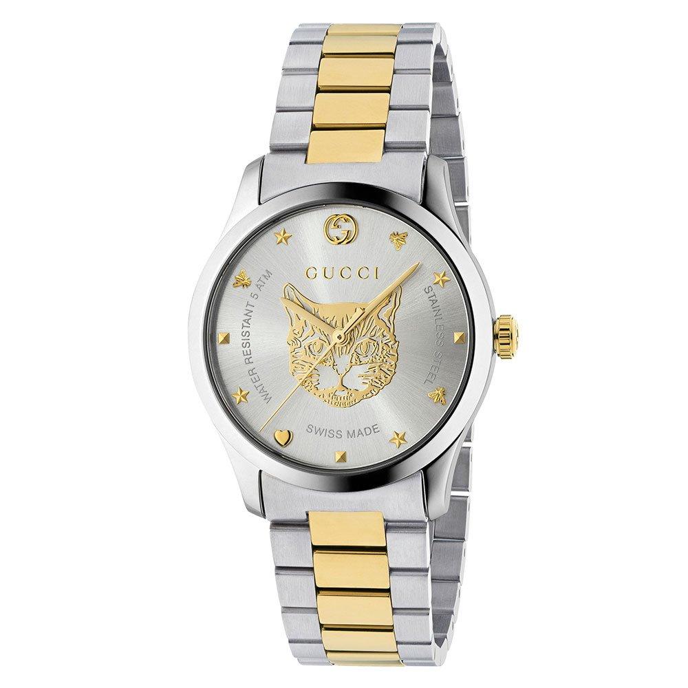 Gucci G Timeless Mm Stainless Steel And Gold PVD Men S Watch YA Mm Silver Dial