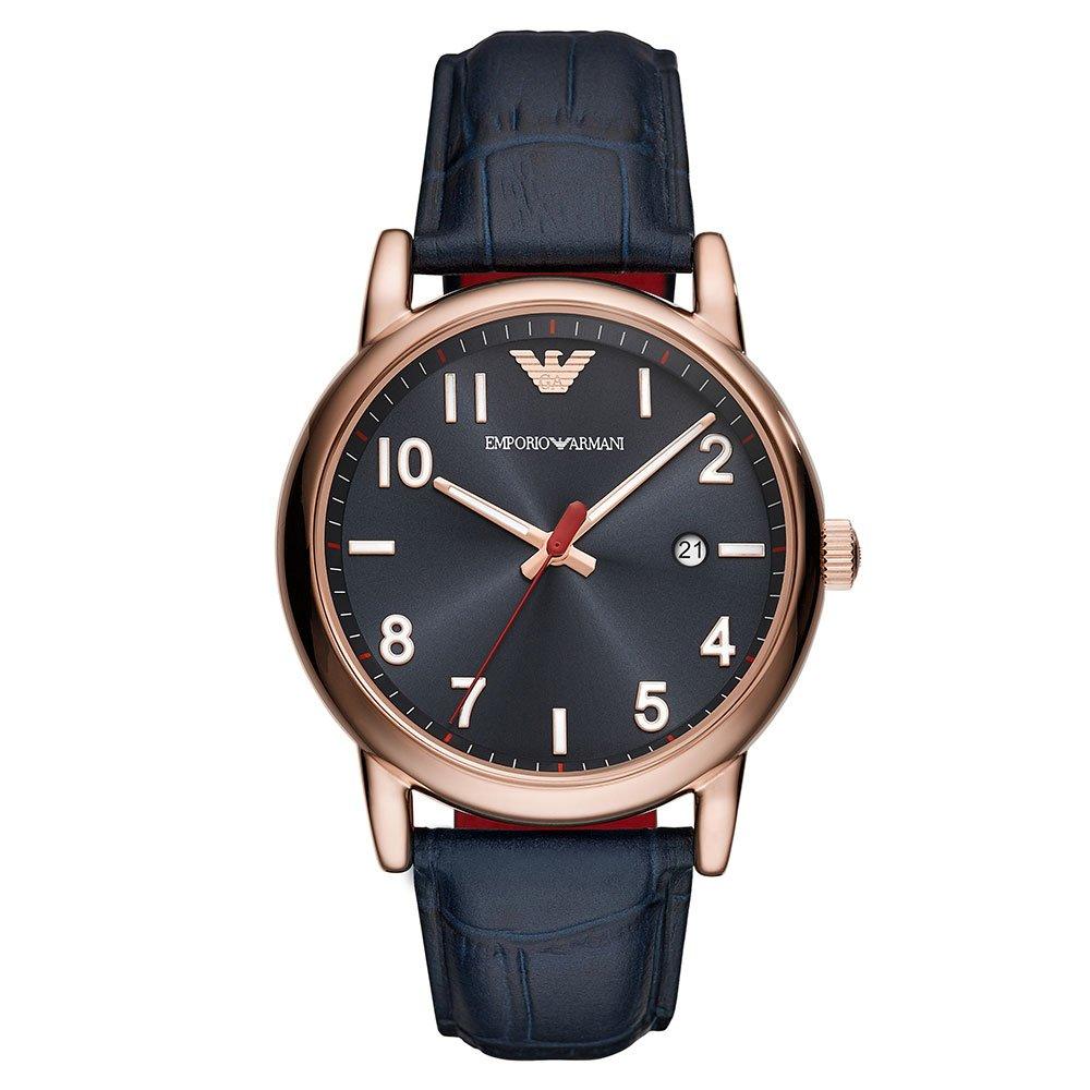 Emporio Armani Rose Gold Tone Men's Watch AR11135 | 42 mm, Blue Dial |  Beaverbrooks