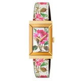 Gucci G-Frame Floral Gold PVD Ladies Watch