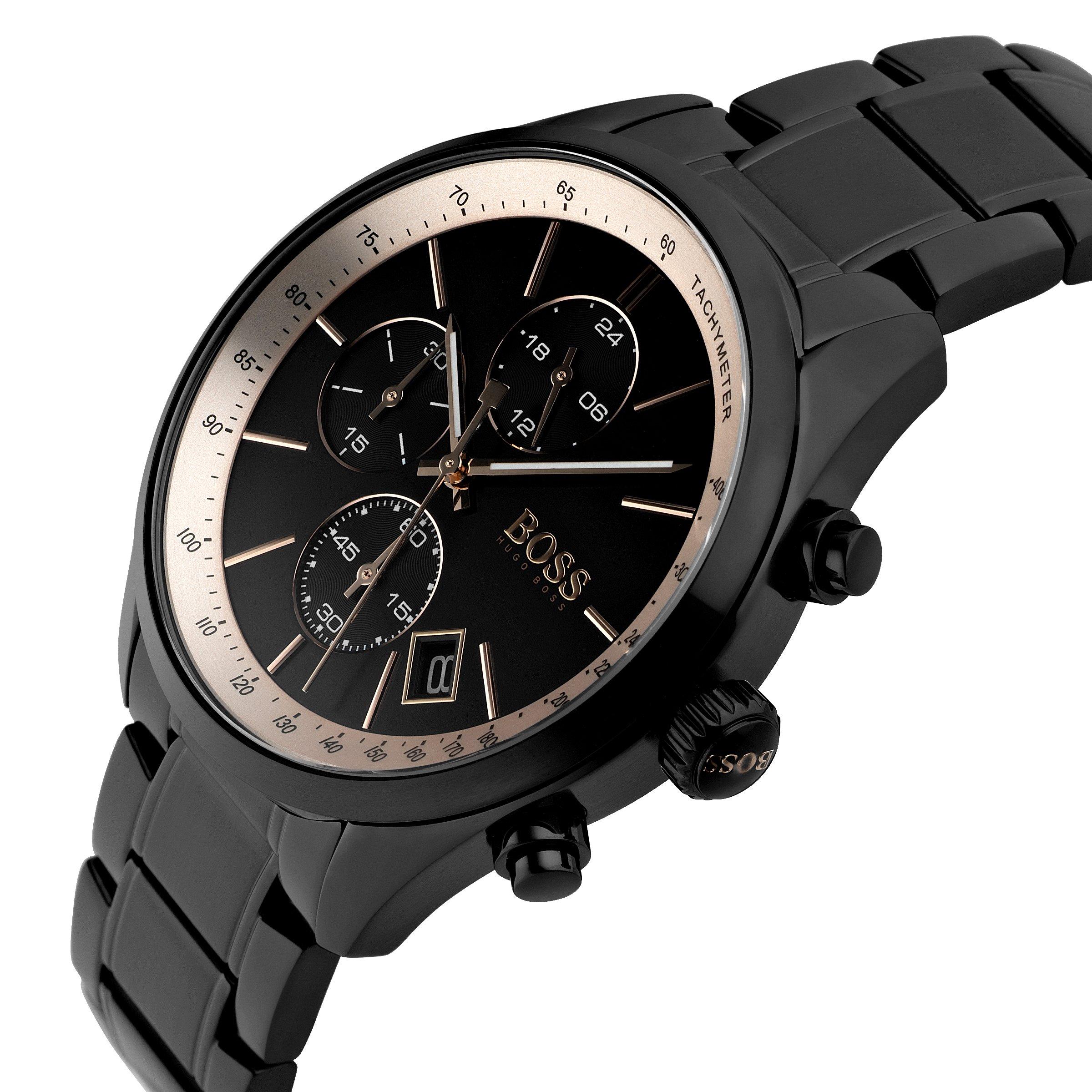 hugo boss grand prix gq black chronograph men's watch