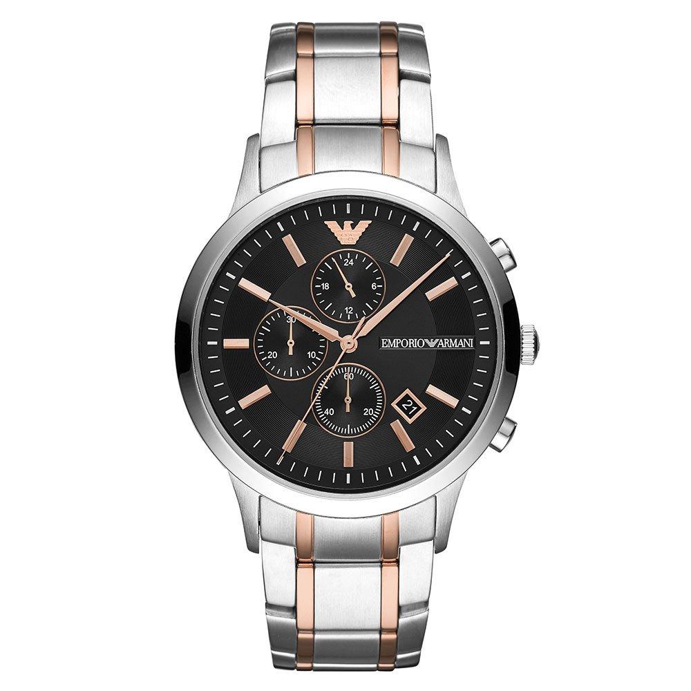 black and rose gold armani watch