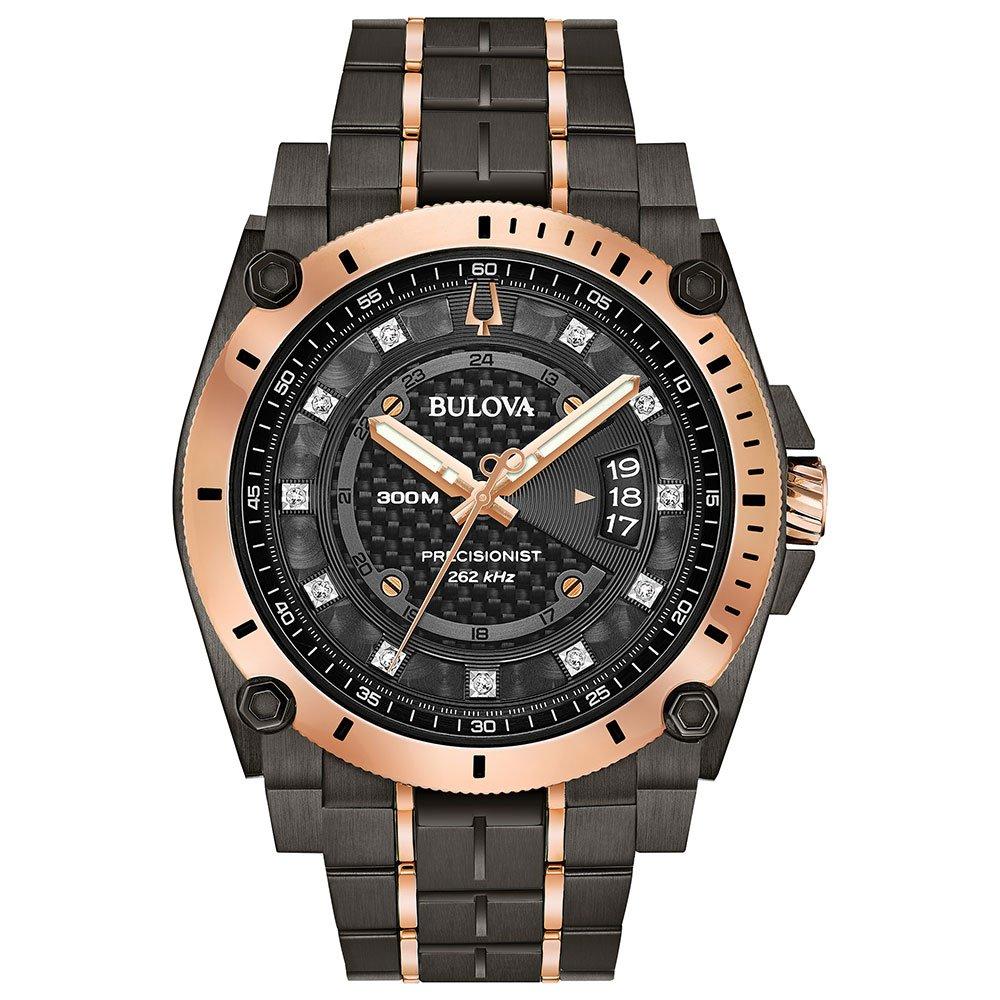 Bulova black 2025 watch with diamonds