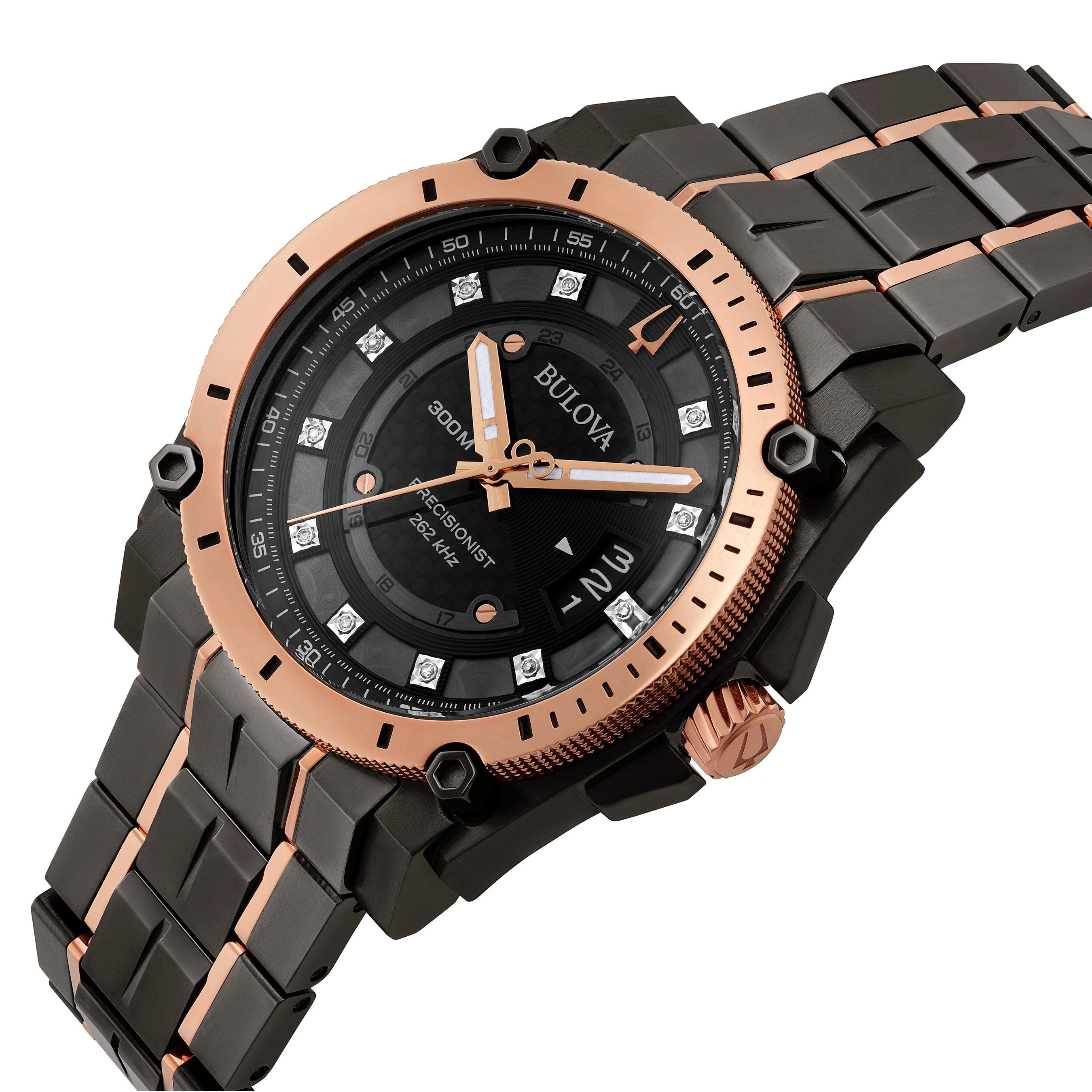 Bulova Precisionist Champlain Grey and Rose Tone Diamond Men s