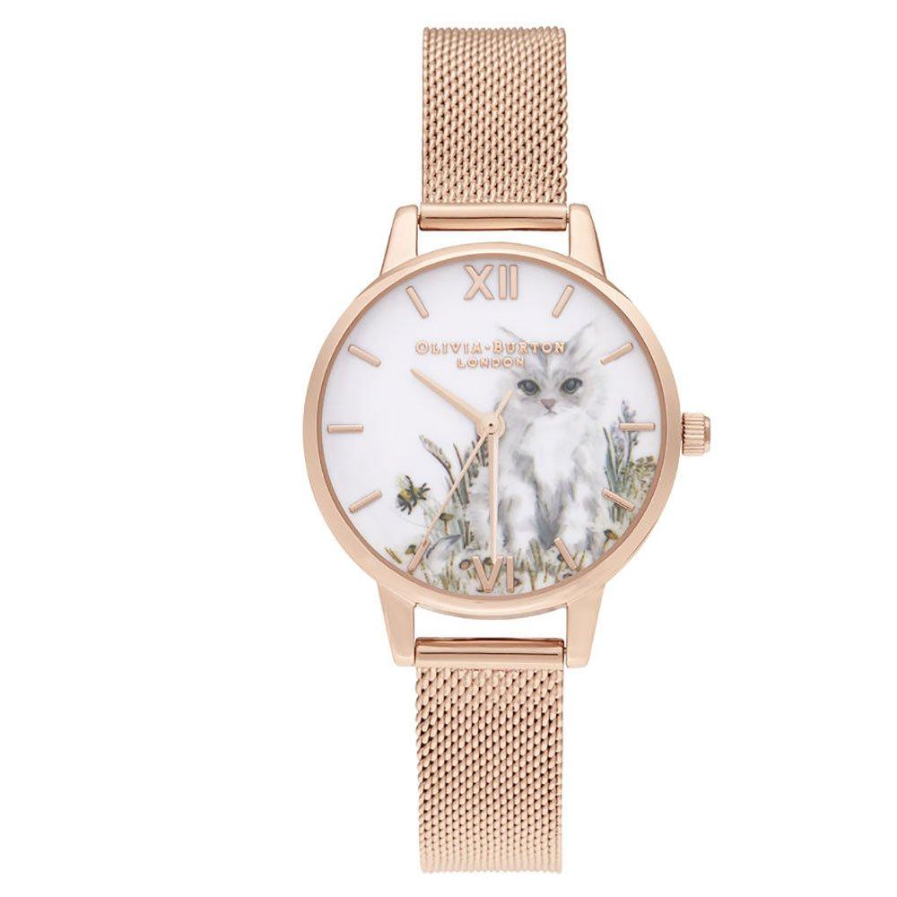 Olivia Burton Cat Rose Gold  Plated Mesh Ladies Watch 