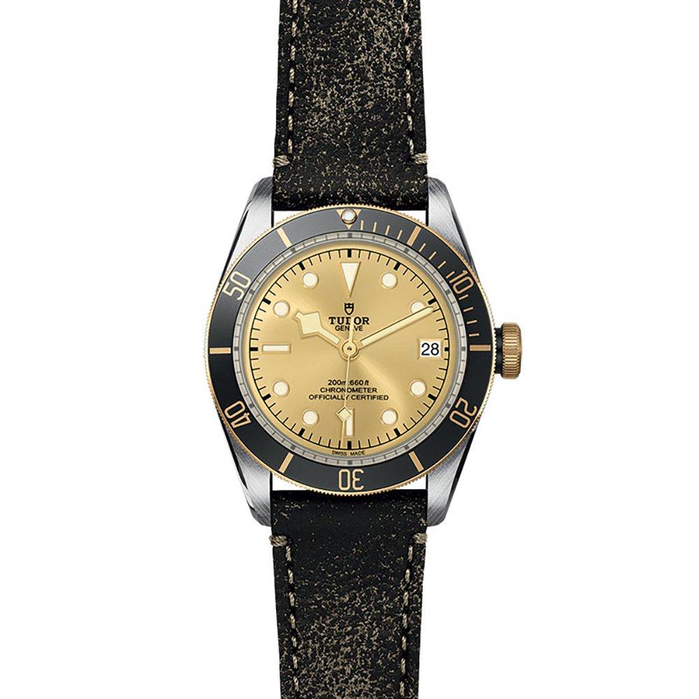 Tudor black bay on sale steel leather strap