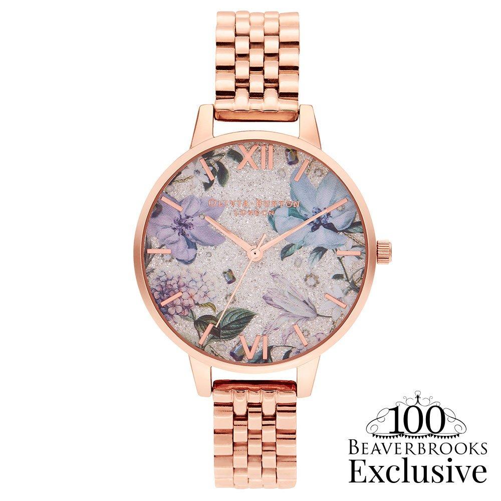 Olivia Burton Exclusive Bejewelled Florals Limited Edition Rose Gold Tone Ladies Watch OB16EX121 34 mm Multi Coloured Dial Beaverbrooks