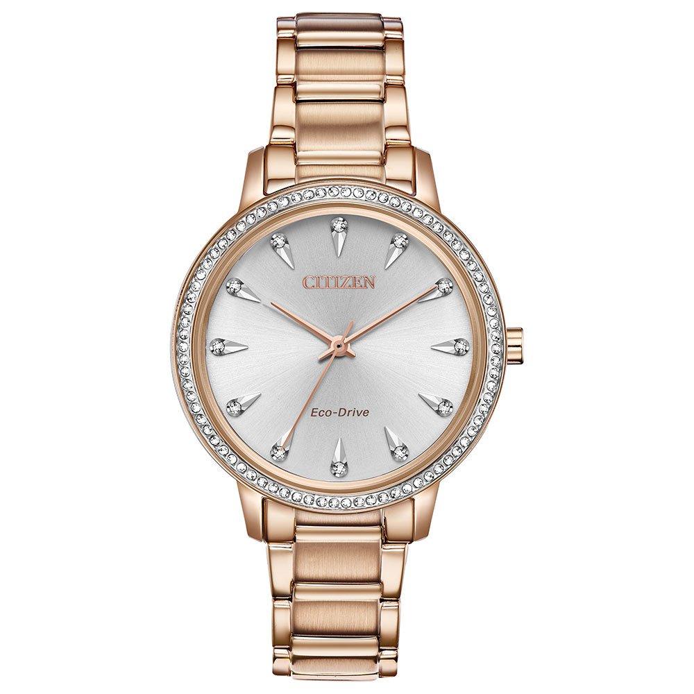 Citizen Eco Drive Silhouette Rose Gold Tone Crystal Ladies Watch