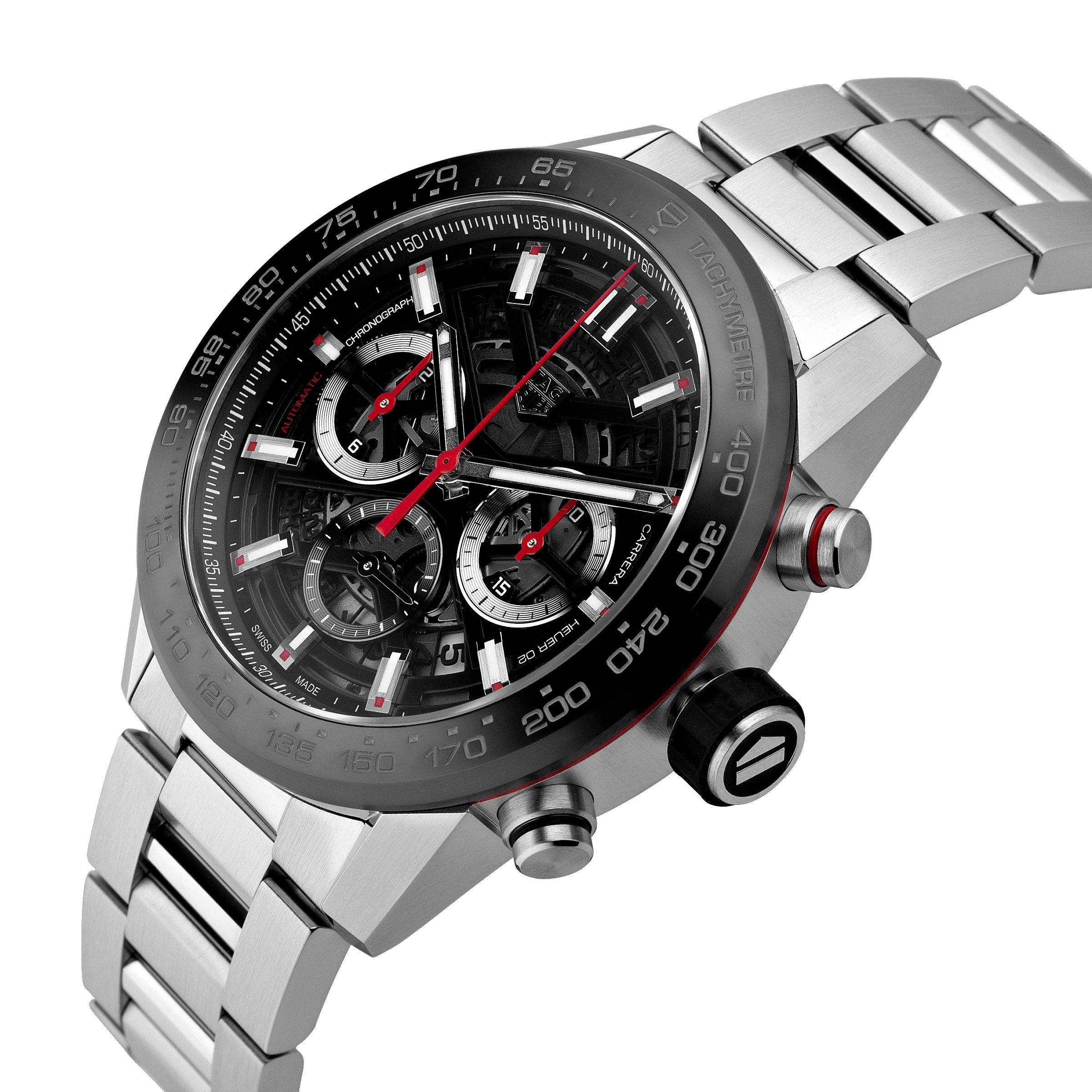 Tag Heuer Carrera Calibre Heuer 02 45mm Skeleton Chronograph Dial Ceramic  Men's Watch CBG2A90.BH0653