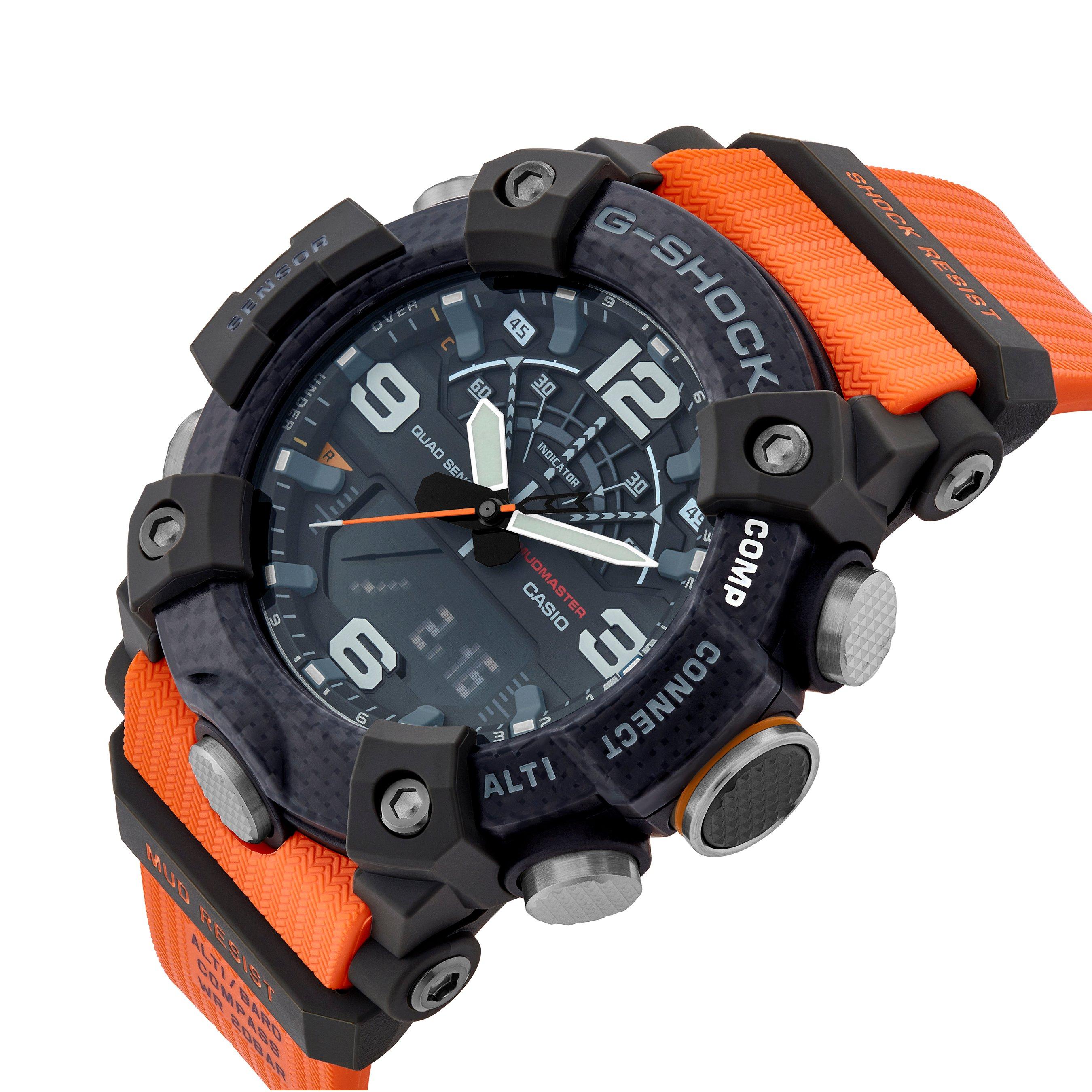 G Shock Mudmaster Carbon Core Guard 55.4mm Orange Resin Strap Men s Watch GG B100 1A9ER 55.4 mm Black Dial Beaverbrooks