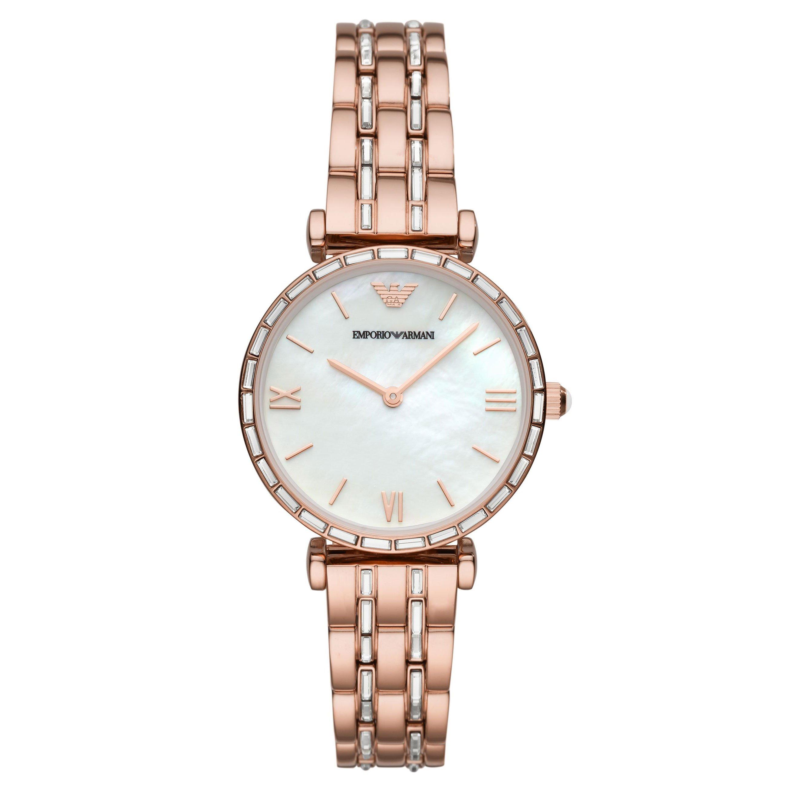 Emporio Armani Rose Gold Tone Ladies Watch AR11294 | 28 mm, Mother of Pearl  Dial | Beaverbrooks