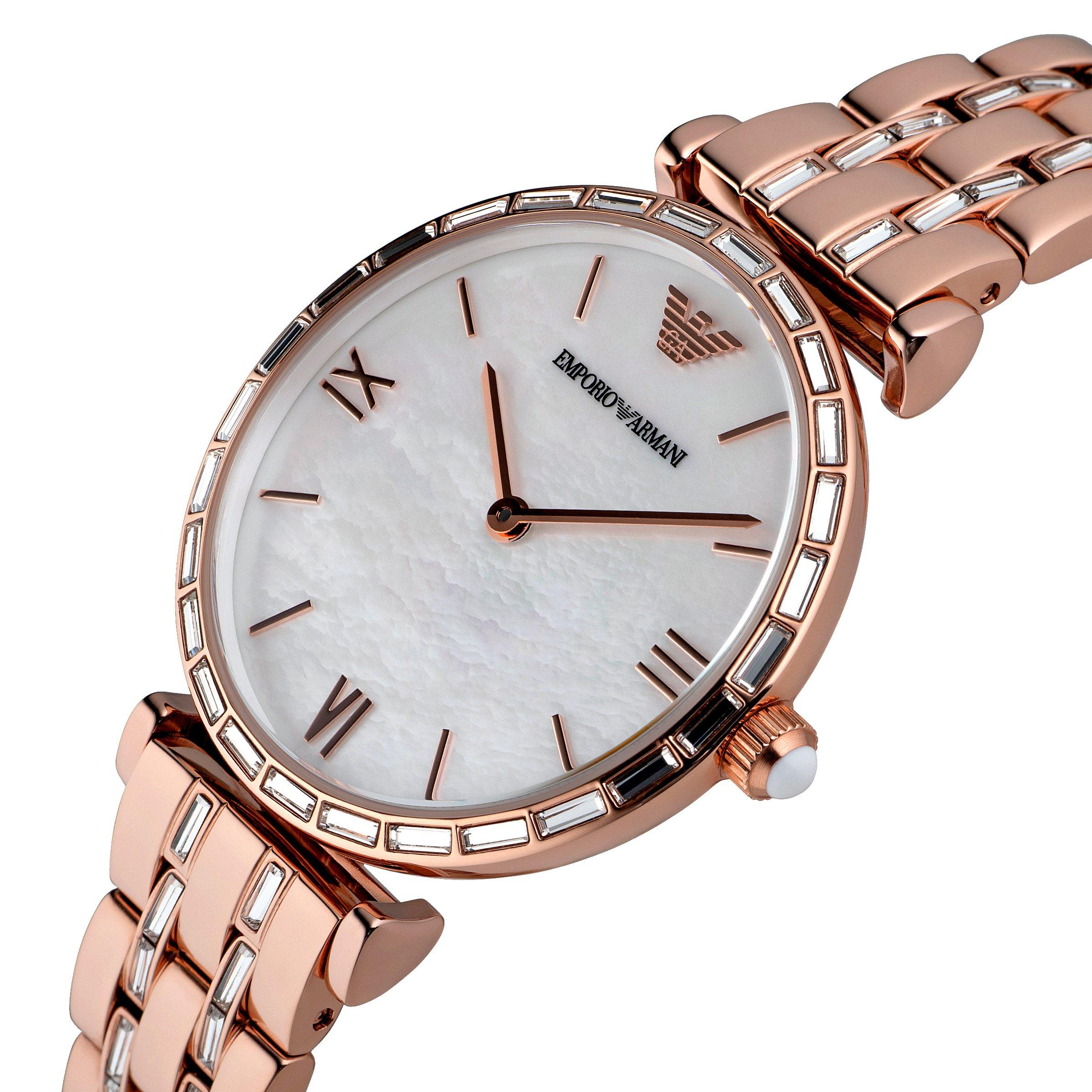 Emporio Armani Rose Gold Tone Ladies Watch AR11294 | 28 mm, Mother of ...