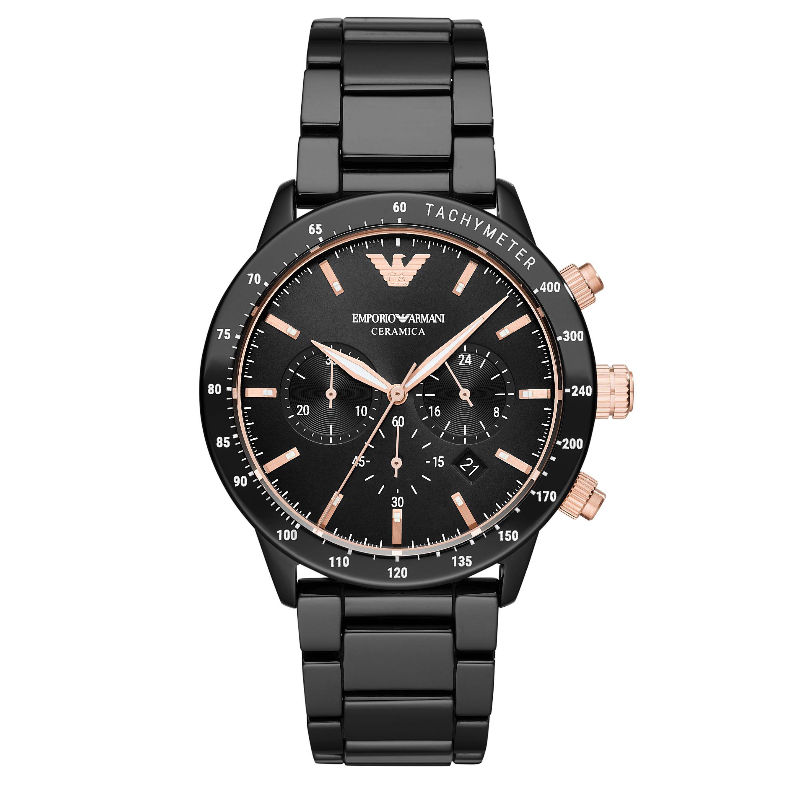 Mens black 2024 armani watch