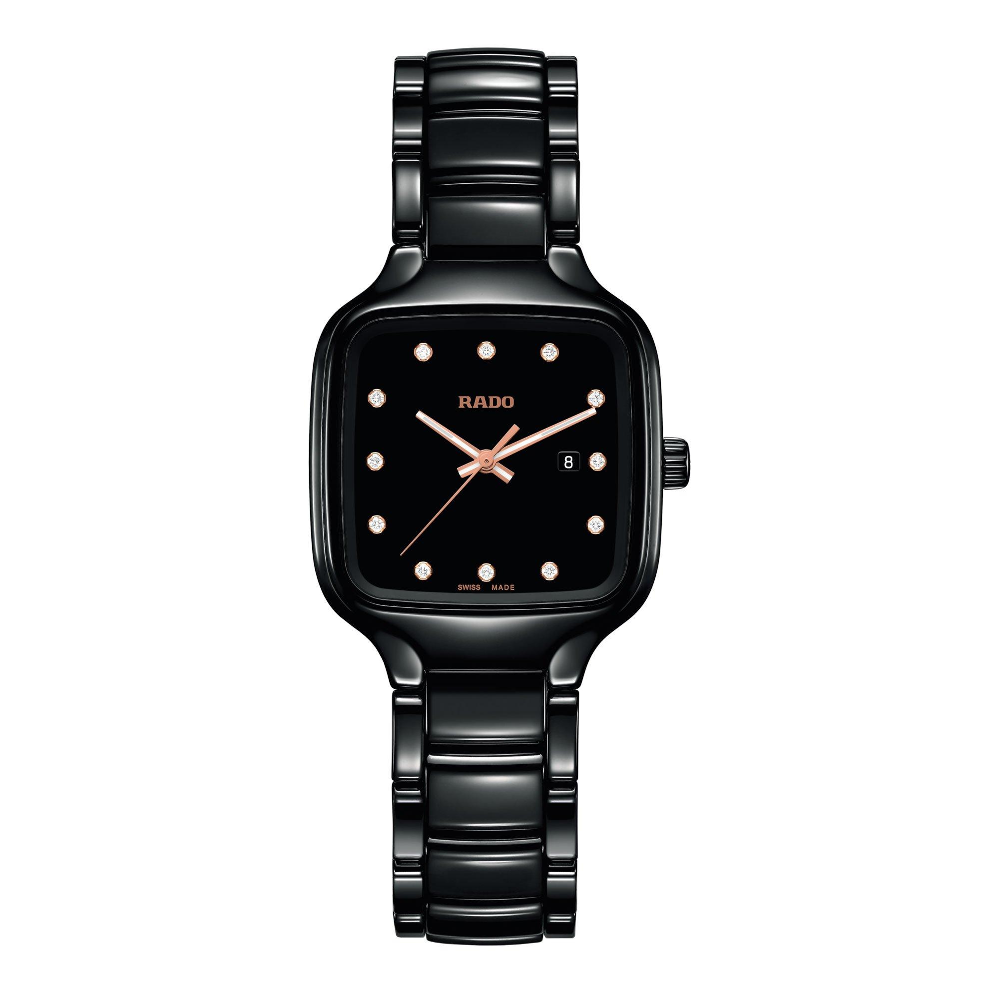 Rado True Square 29mm High-Tech Ceramic Diamond Ladies Watch