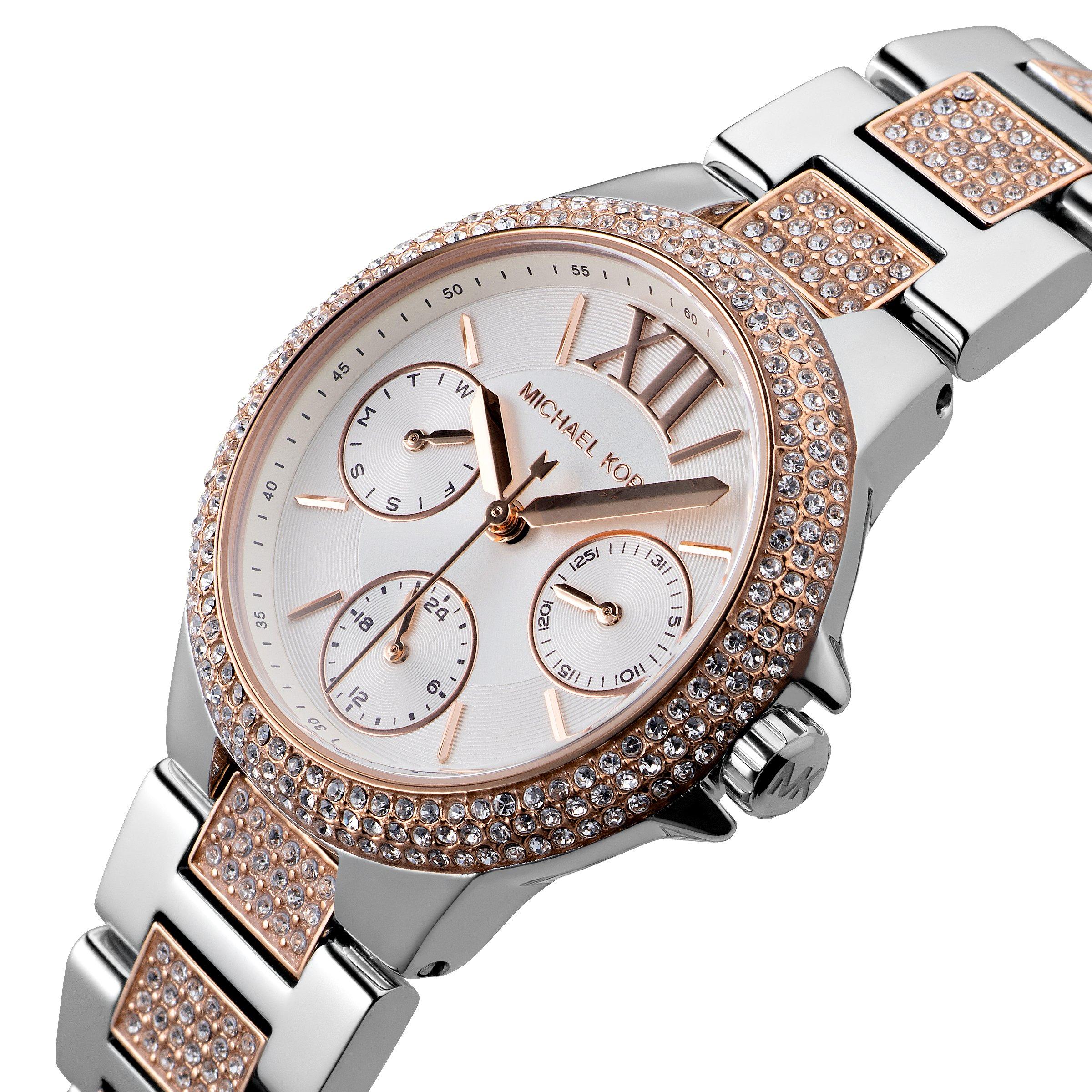 Michael Kors Camille Steel and Rose Gold Tone Ladies Watch MK6846 | 33 ...