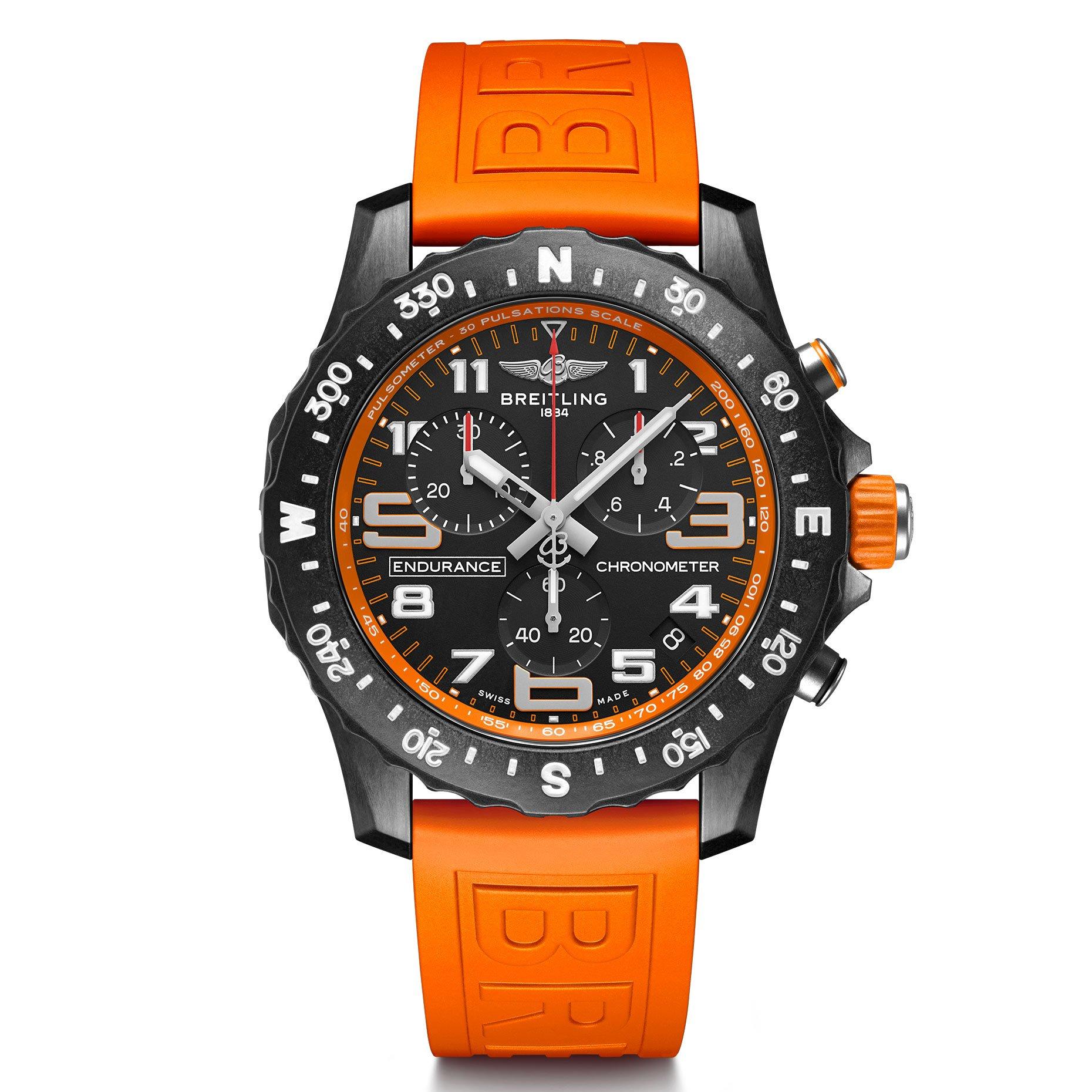 Mens watch with online orange strap