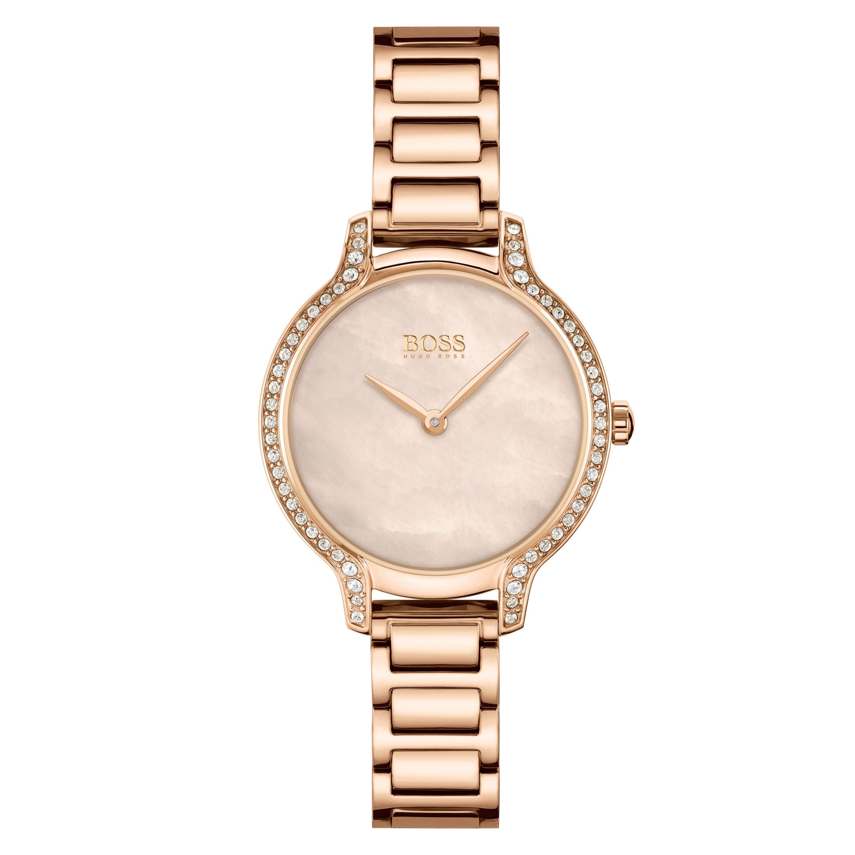 BOSS Gala Rose Gold Tone Ladies Watch 1502556 28 mm Pink Dial Beaverbrooks