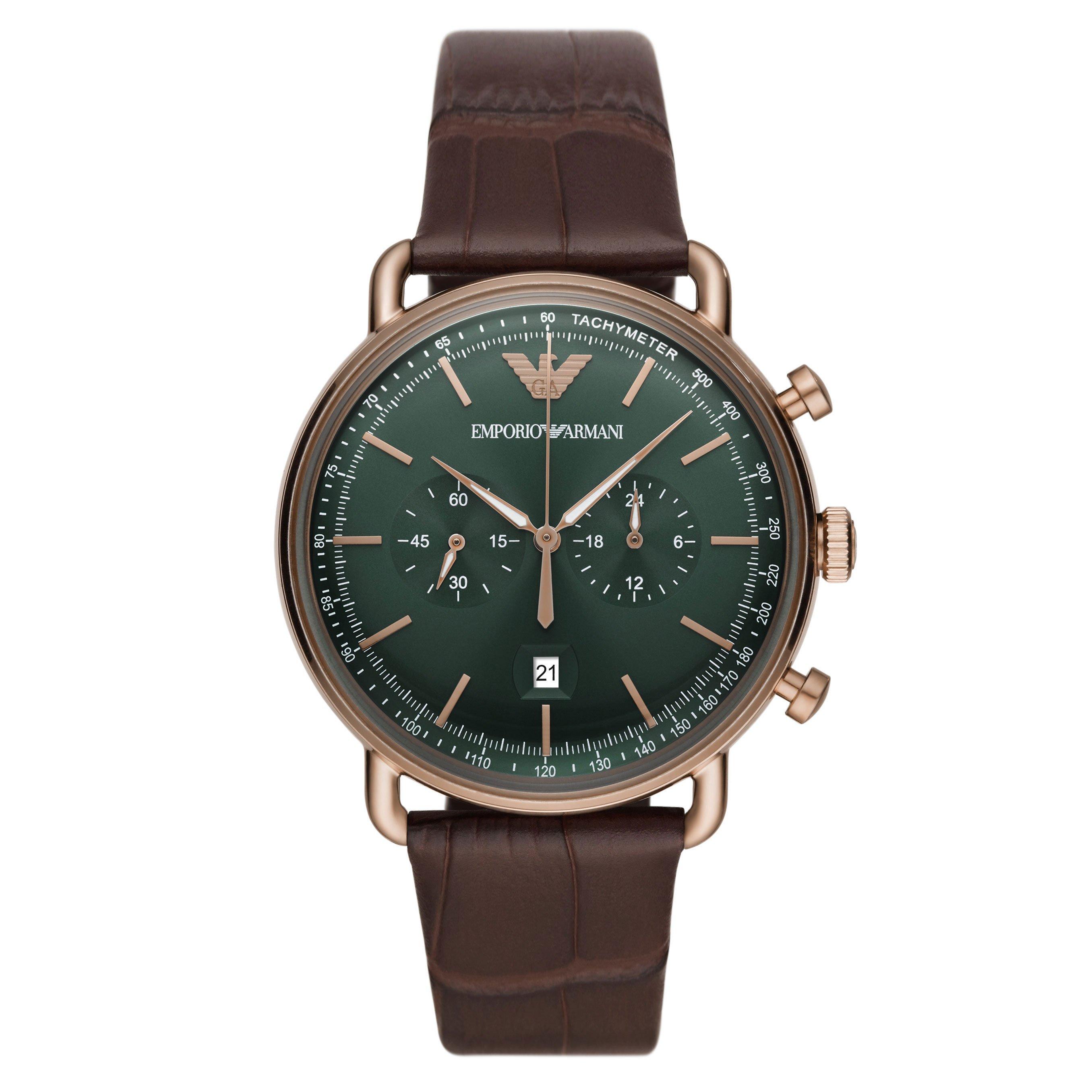 Emporio Armani Bronze Men's Watch AR11334 | 43 mm, Green Dial | Beaverbrooks