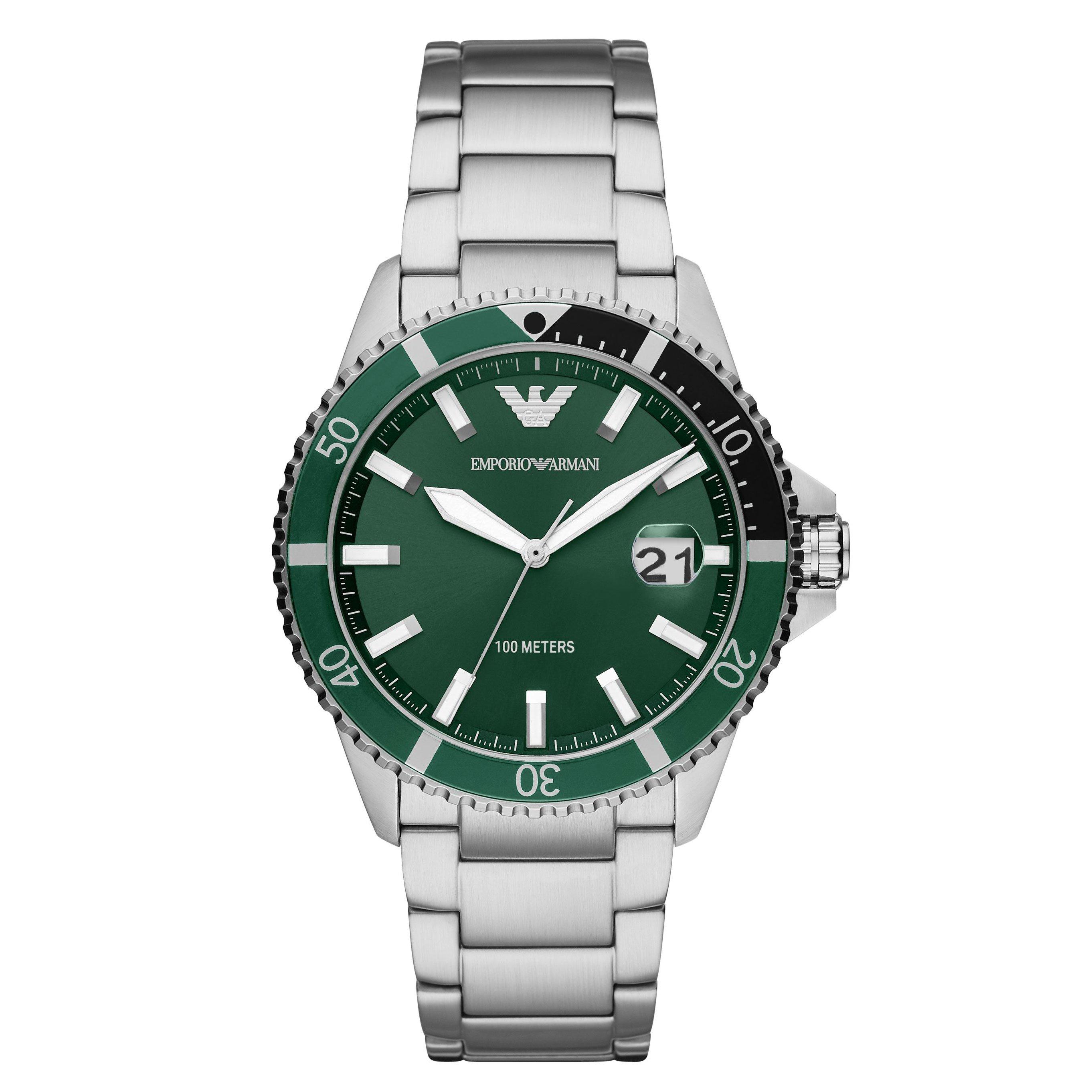 Aprender acerca 67+ imagen green emporio armani watch