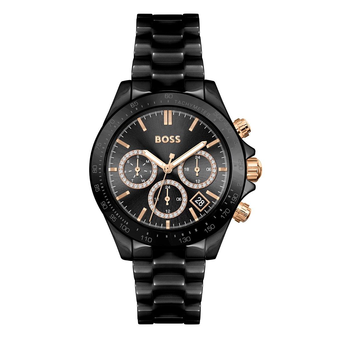 BOSS Novia Black Ceramic Chronograph Ladies Watch 1502633 38 mm