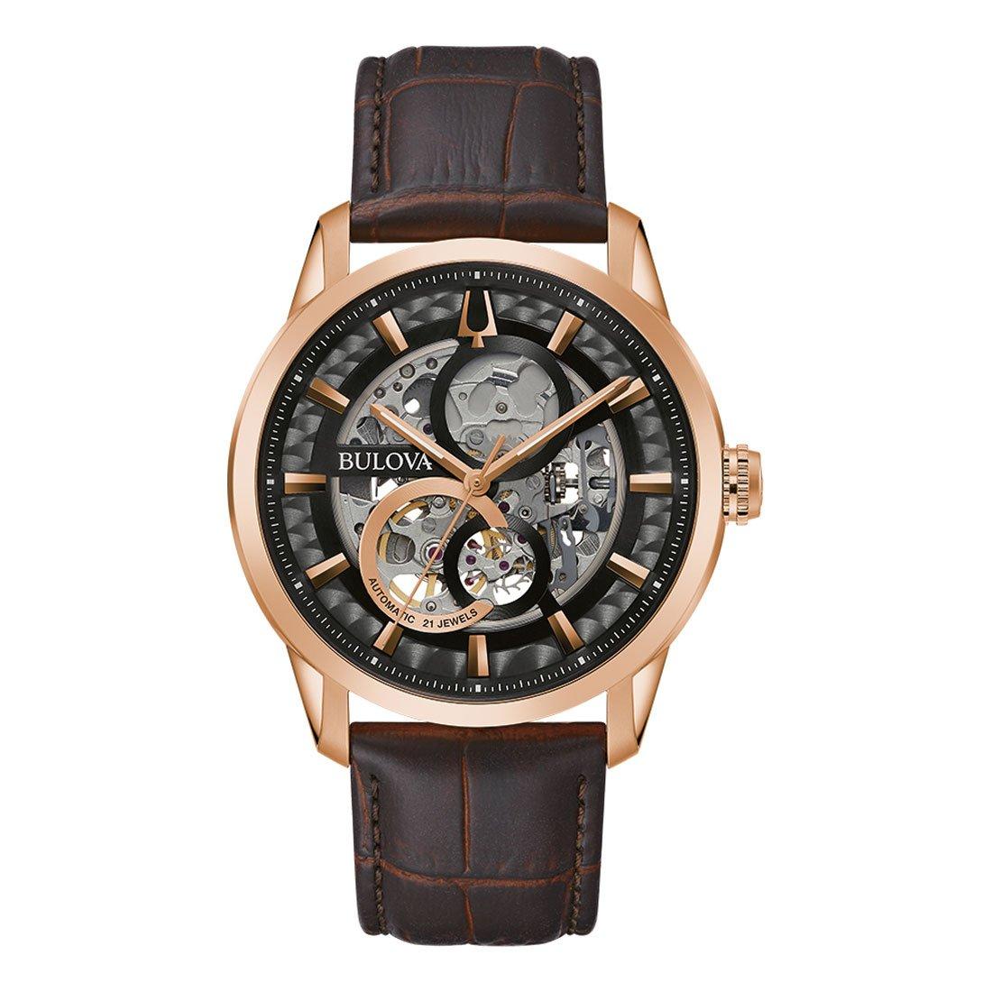 Bulova mens best sale watch leather